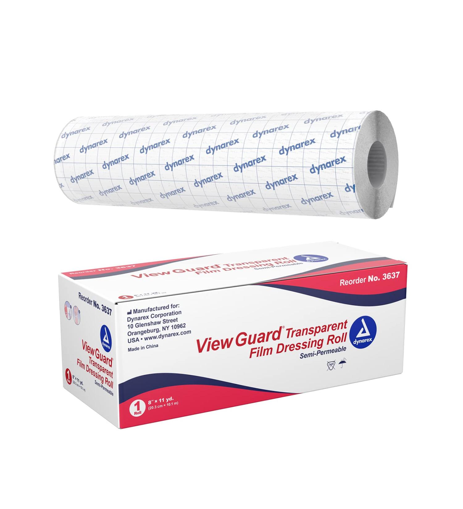 Dynarex View Guard Transparent Film Dressing Roll - 8'' x 11 yds - Non-Sterile, Protects Minor Wounds, Conforms to Body Contours - Buy Online on GoSupps.com