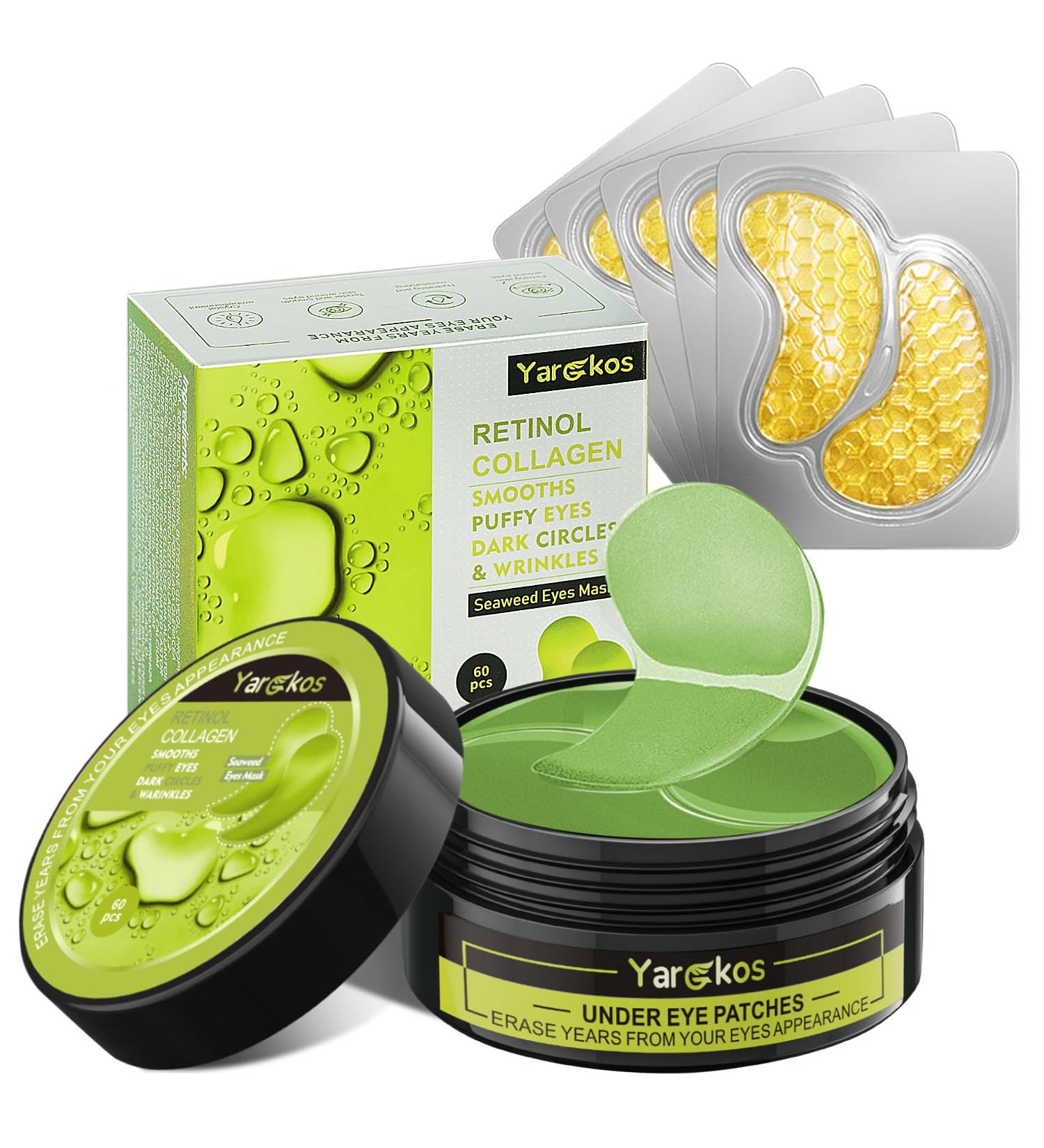 60 Pcs Green Under Eye Patches with 5 Pieces 24K Gold Travel Eye Mask 30 Pairs Undereye Mask for Dark Circles Puffy Eye Treatment Collagen Gel Pads Hydrating for Eye Bag Puffiness Wrinkle - Buy Online on GoSupps.com