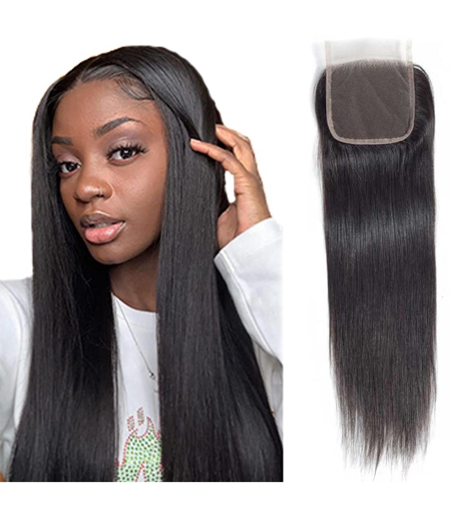 Closure Human Hair 4x4 Lace Straight HD Lace Frontal Transparent Lace Closure Human Hair Frontal Closure Pre Plucked with Natural Hairline Ear to Ear Natural Color Brazilian Hair for Women 20 Inch 20 Inch 4x4 Lace Closure - Buy Online on GoSupps.com