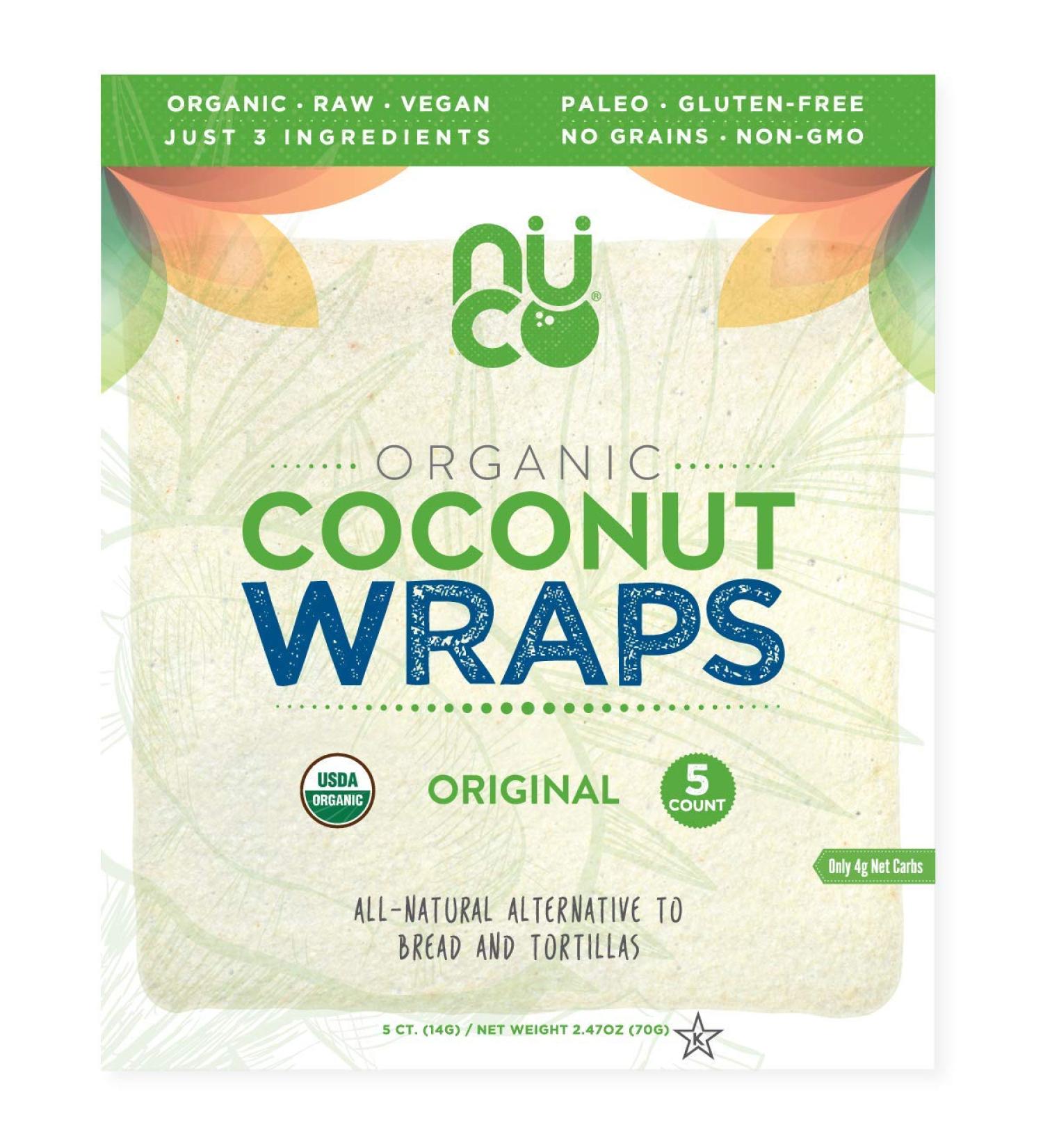 NUCO Organic Coconut Wraps - Original 5 Pack (14g Each) | Healthy, Gluten-Free & Vegan - Buy Online on GoSupps.com