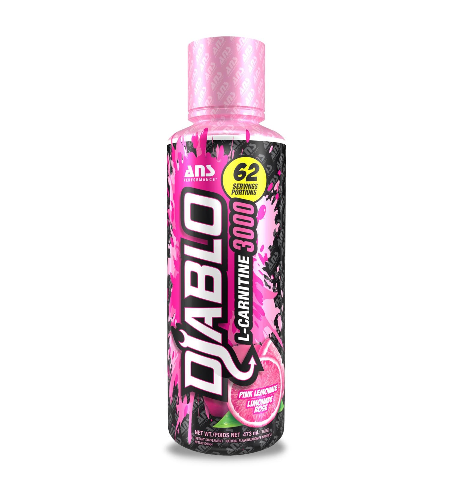 ANS Performance Diablo Carnitine 3000 (473 mL 16 oz) - Muscle Recovery Support - Double The Value with 3000 mL of L Carnitine per 15 mL - Delicious Flavours (Pink Lemonade) - Buy Online on GoSupps.com