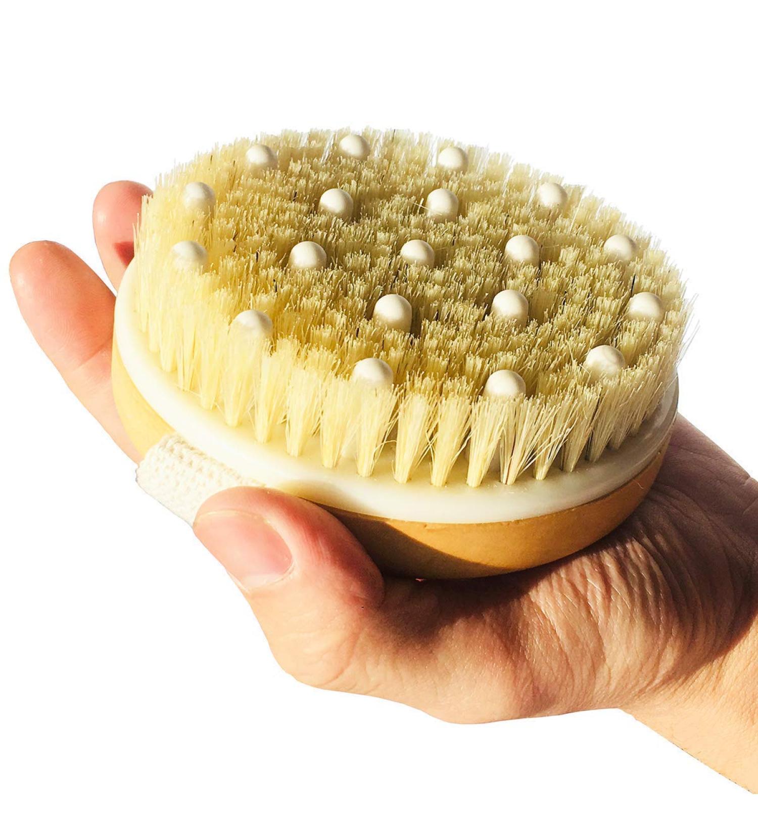 Bath Body Brush with Comfy Bristles | Gentle Massage Nodes for Circulation | Odor-Free Scrubber Brush - Buy Online on GoSupps.com