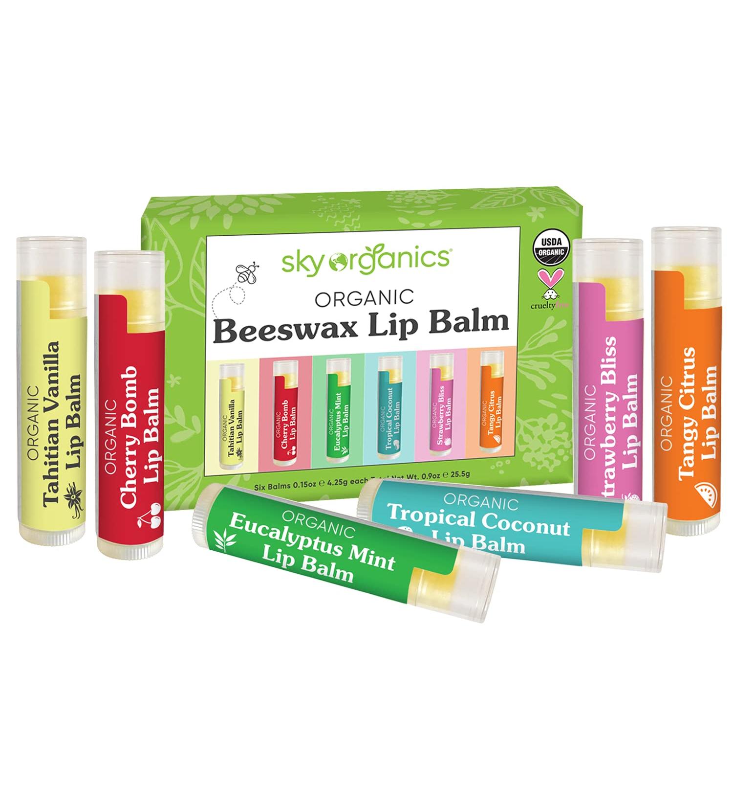 Sky Organics Organic Lip Balm - Family Pack of 6 for Adults & Kids - Buy Online on GoSupps.com