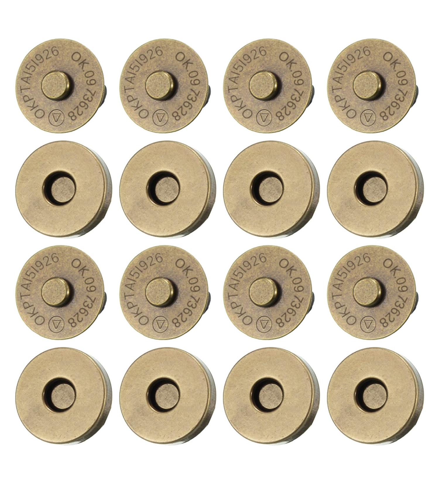 20 Set Bronze 14MM Magnetic Snaps for DIY Crafts, Sewing, Bags, Purses - Replacement Kit for Leather, Clothes - Fastener Clasp Button - Buy Online on GoSupps.com