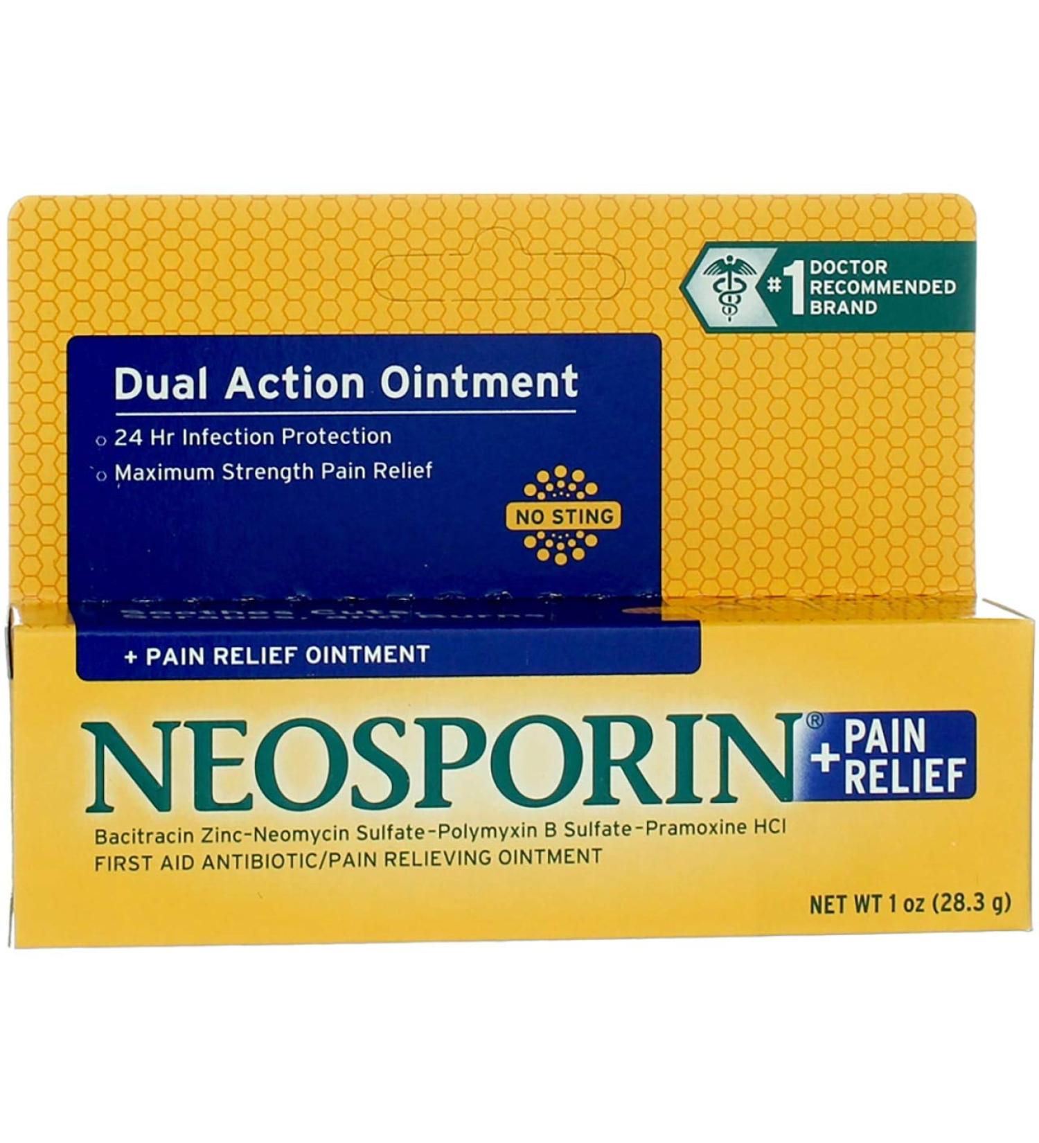 Neosporin Maximum-Strength Pain Relief Ointment 1 oz - Pack of 2 | Antibiotic & Analgesic for 24-Hour Infection Protection - Buy Online on GoSupps.com