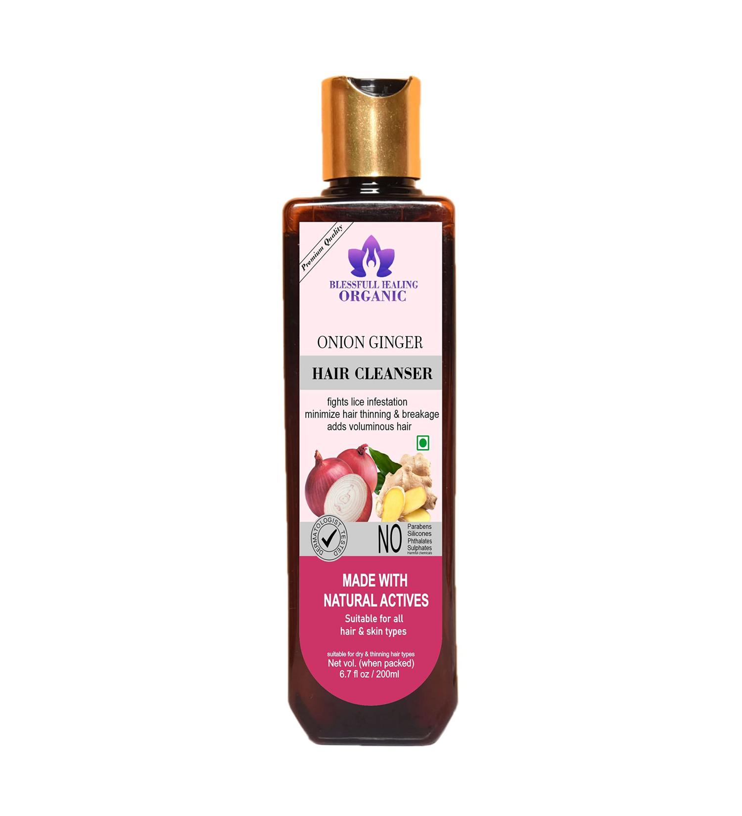 Blessfull Healing Organic Onion -Ginger Hair Cleanser | Shampoo 300 ML (Packing May Vary) 300 ml (Pack of 1) - Buy Online on GoSupps.com