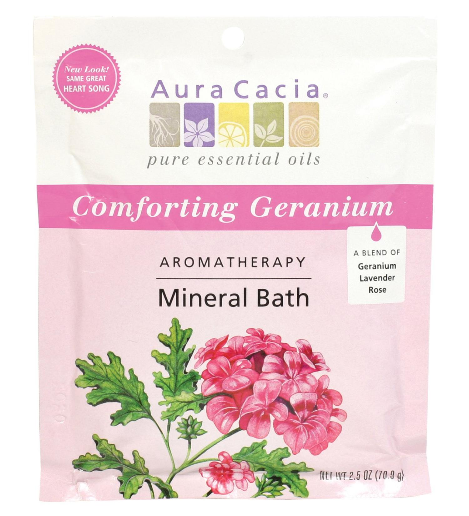 Aura Cacia Comforting Geranium Mineral Bath Packet Formerly Heart Song 2.5-Ounce packet (Pack of 3)