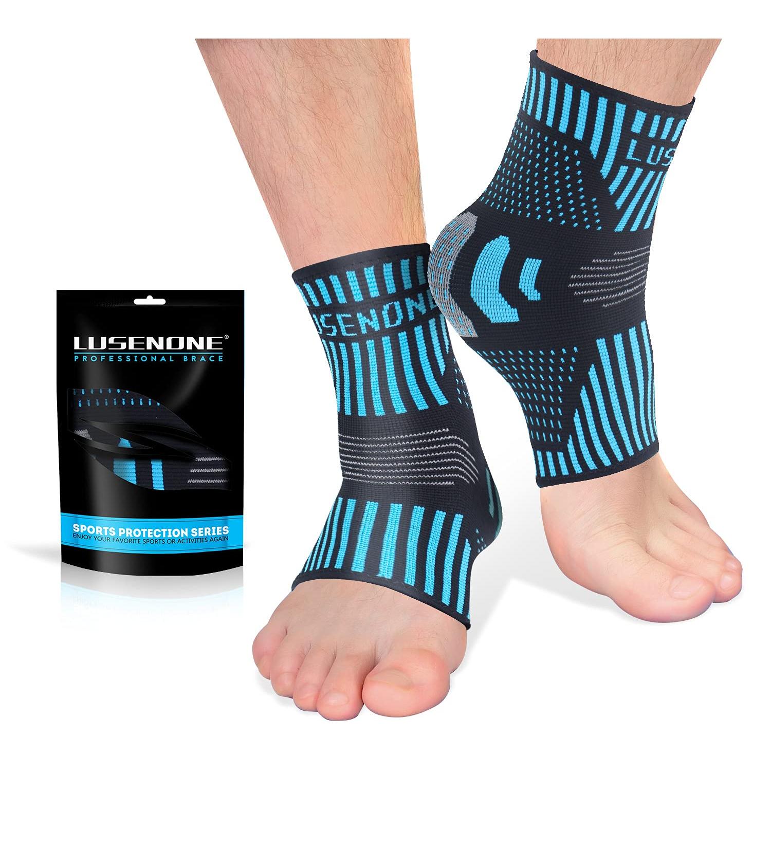 Professional Ankle Support Brace 2 Pack Breathable Plantar Fasciitis Socks Anti-Slip Ankle Compression Sleeve Socks for Joint Pain Ligament Damage Sprained Ankle Achilles Tendonitis Sports M Blue(Pair) - Buy Online on GoSupps.com
