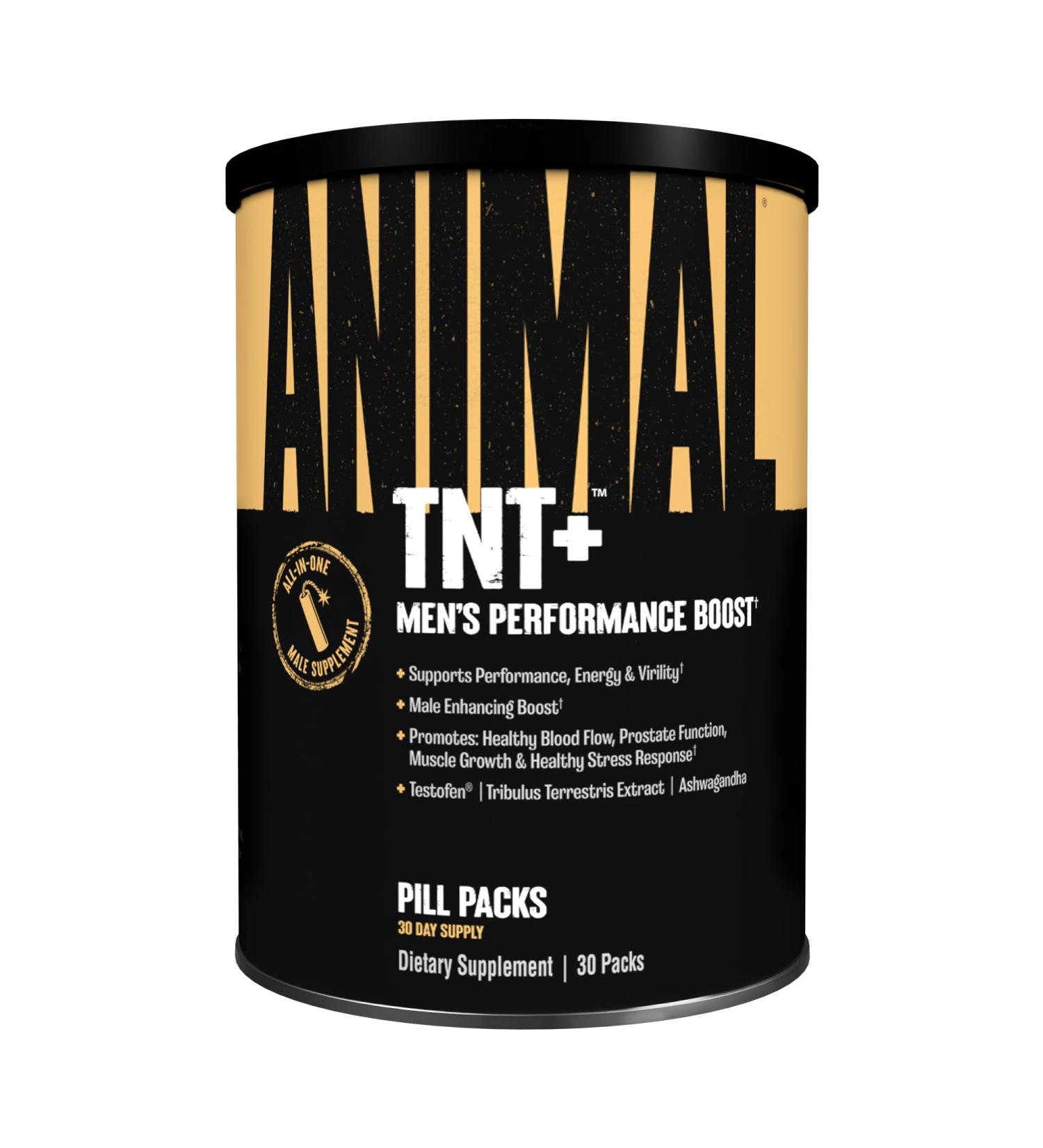 Animal TNT+ Mens Supplement - Nitric Oxide Booster Prostate Health Supplements for Men Stress Support with Adaptogens Fenugreek Tribulus Terrestris Ashwagandha Maca Root Panax Ginseng 30 Packs - Buy Online on GoSupps.com