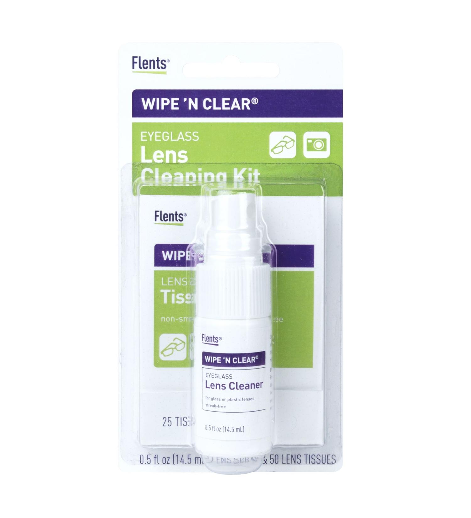 Wipe N Clear Lens Cleaning Kit by Flents - 50 Tissues (2 Packs of 25) | Best Eyeglass & Screen Cleaner for Crystal Clear Vision | International Shipping - Buy Online on GoSupps.com