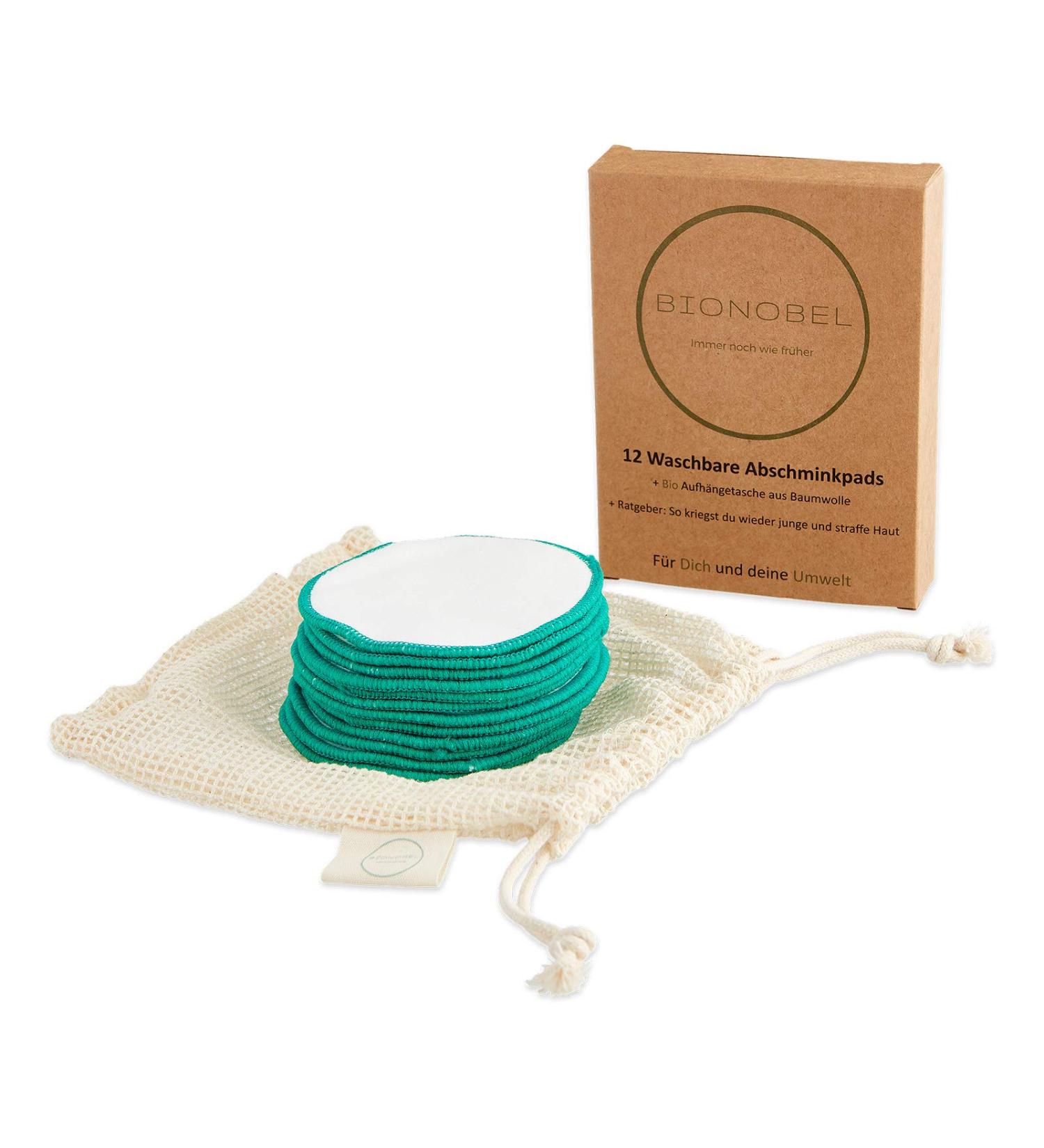 Bionobel 12 Reusable Cotton Pads | Sustainable Zero Waste Makeup Remover | Washable Cosmetic Pads | 100% Organic Cotton & Laundry Net - Buy Online on GoSupps.com