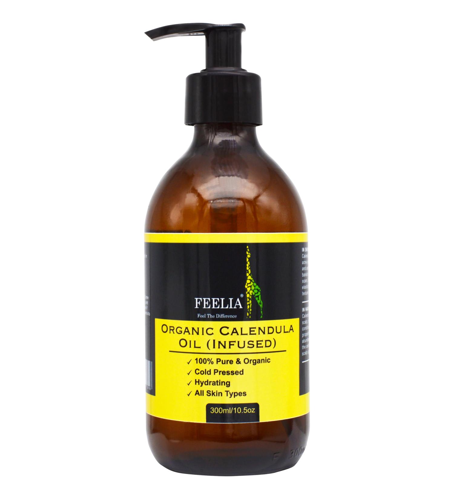Feelia - Organic Calendula Oil - Infused Cold Pressed Rich in Antioxidants Vitamin E Ideal for Skin & Hair Care 100% Pure & Organic - Buy Online on GoSupps.com