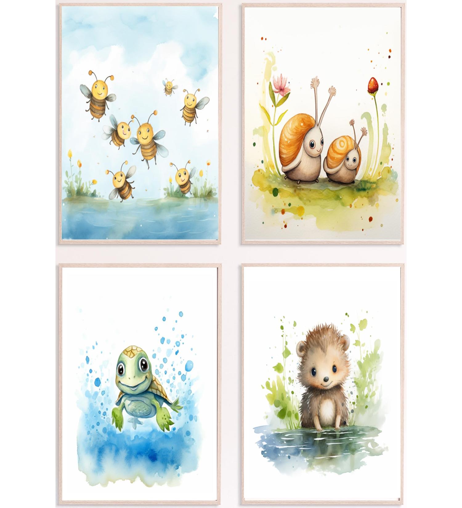 Dreamy Doodles | 4 Poster Set | Sweet Forest Animal Prints for Children's Rooms | High Quality A4 Wall Art | Baby Room Decoration - Buy Online on GoSupps.com