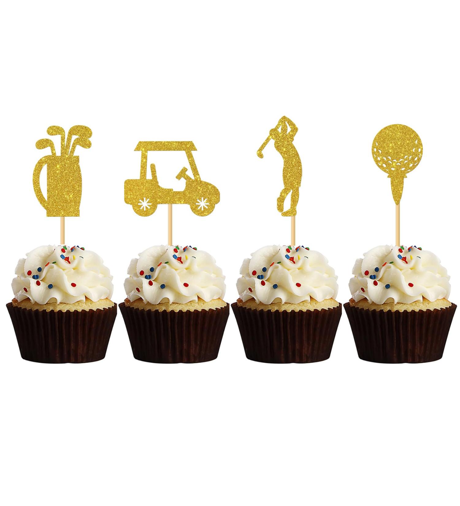 MonMon & Craft Golf Cupcake Toppers - Sport Theme Golf Birthday Cupcake Decor - Baby Shower Party Decor - Retirement Party Decorations Golf Club Cupcake Toppers - 24 Pcs Gold Glitter - Buy Online on GoSupps.com