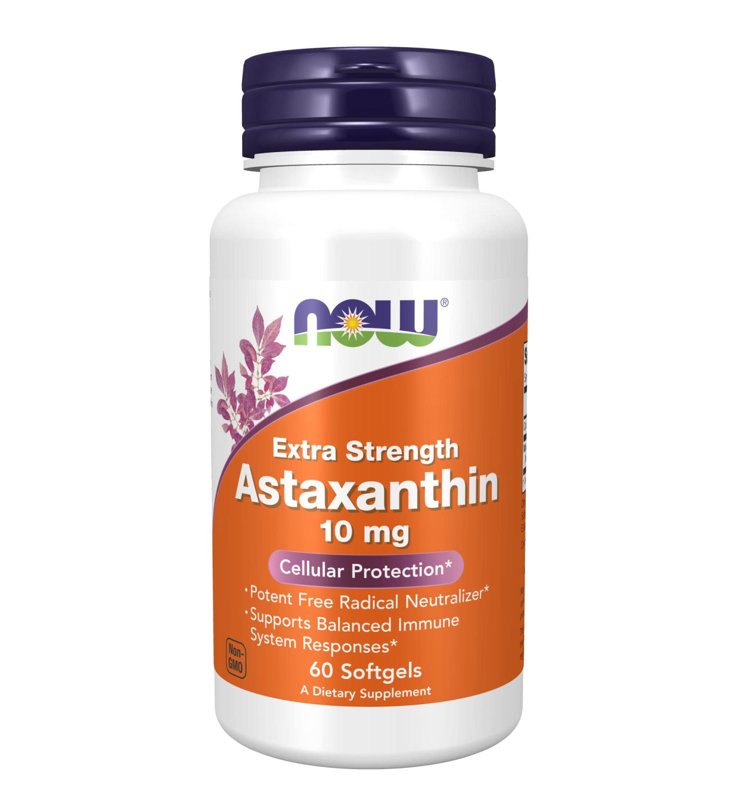 Now Foods Astaxanthin 10 mg - 60 Softgels | Antioxidant Support - Buy Online on GoSupps.com