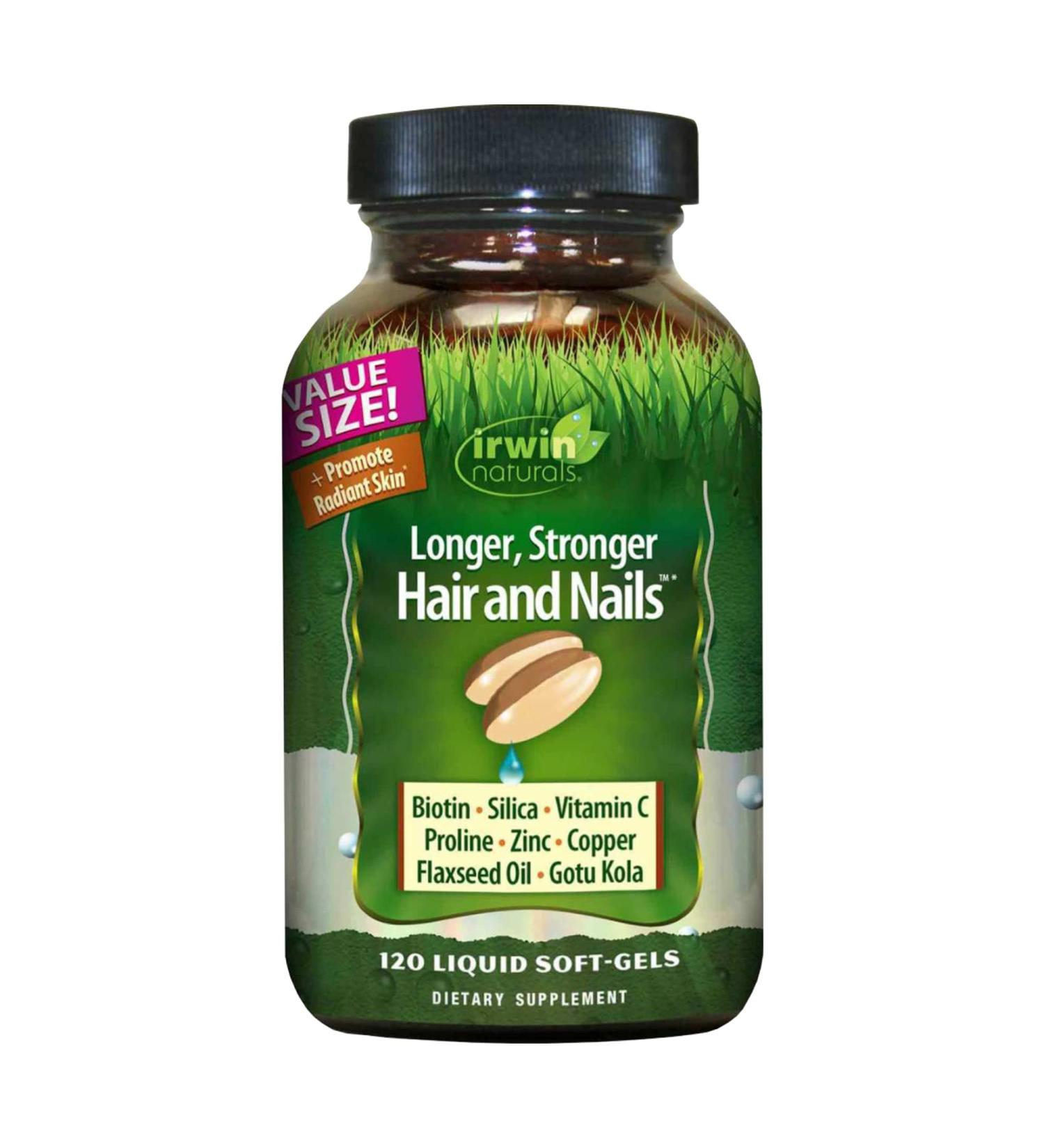 Irwin Naturals Healthy Skin & Hair Plus Nails - 120 Liquid Soft-Gels for Radiant Beauty - Buy Online on GoSupps.com