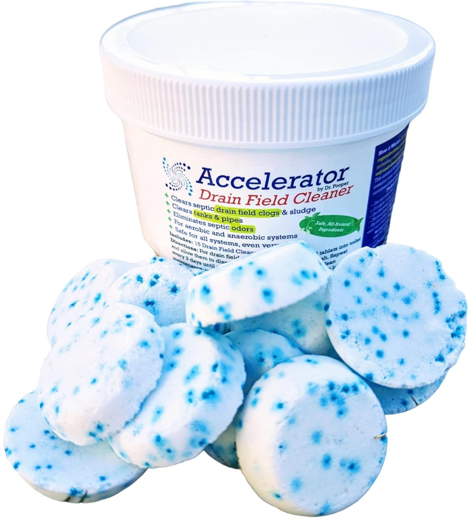 Dr. Pooper Drain Field Cleaner: Clear Clogs & Sludge, Eliminate Odors, and Maintain Clean Septic System with Easy Flush Tablets - Buy Online on GoSupps.com