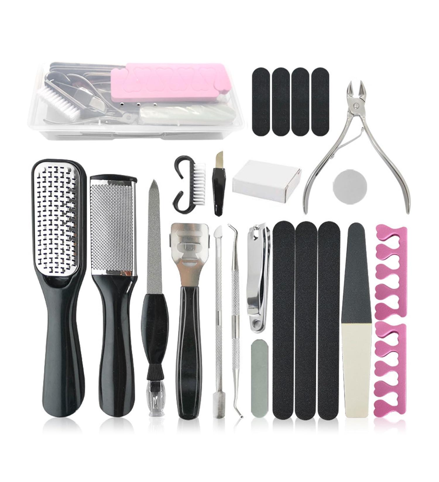 23 in 1 Professional Pedicure Manicure Tools Kit - Stainless Steel Foot Care Scrubber & Callus Remover for Women & Men | International Shipping Available - Buy Online on GoSupps.com