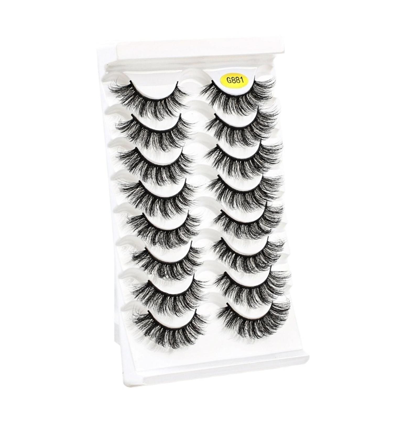 UAMOU 5/50 Boxes Russian Strip Lashes DD Curl Lashes 8 pairs 3D Mink Eyelashes Natural Fluffy False Eyelashes Extension Cheerfully (Color : 8Pairs G881 Size : 5 Boxes) - Buy Online on GoSupps.com