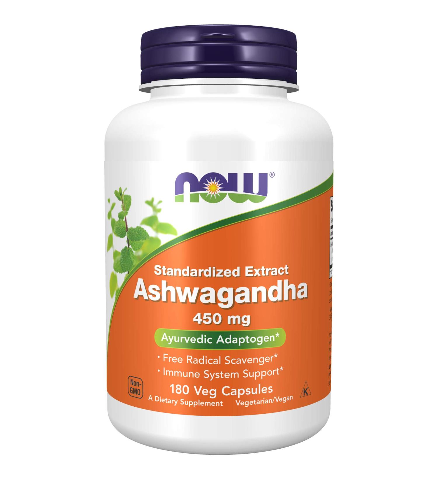 Now Foods Ashwagandha 450 mg - 180 Veg Capsules for Stress Relief & Wellness - Buy Online on GoSupps.com