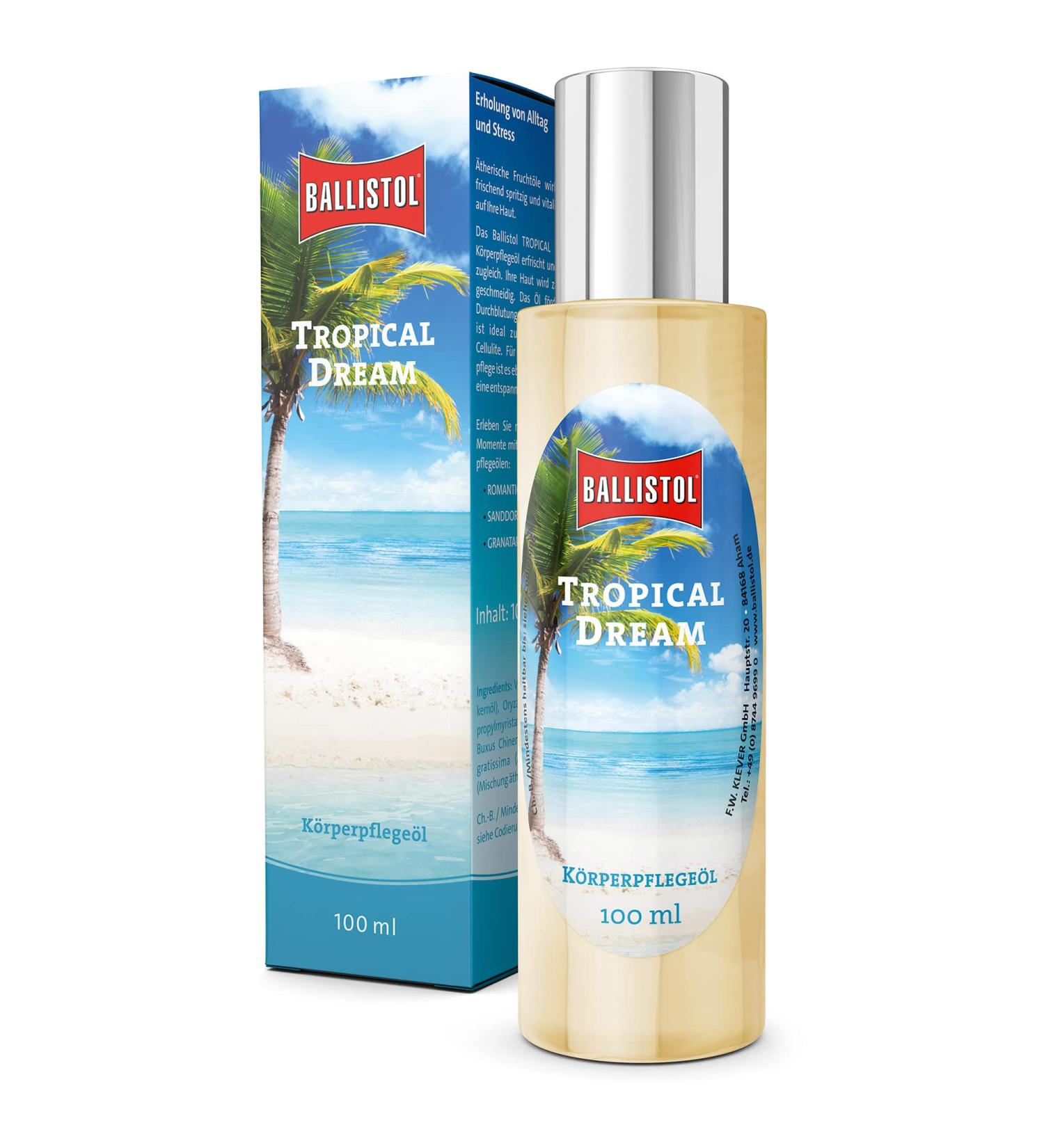 Ballistol 26620 Wellness Oil Tropical Dream 100ml - Nourishing Body Care for Stressed Skin with Avocado - Regeneration & Hydration - Buy Online on GoSupps.com