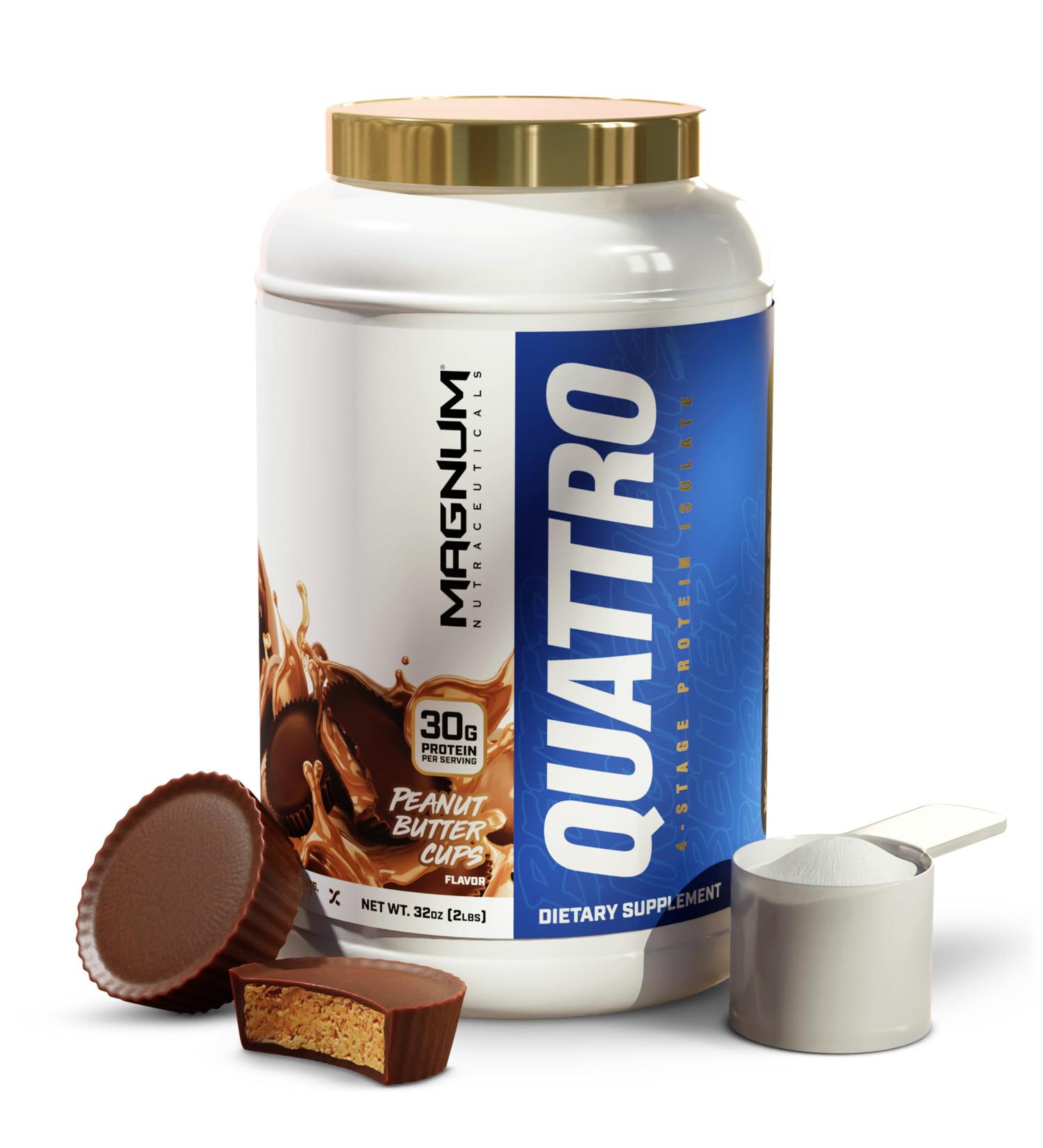 Buy Magnum Nutraceuticals Quattro Peanut Butter Cups 2LB - Enhance Muscle Growth & Recovery - International Shipping Available - Buy Online on GoSupps.com