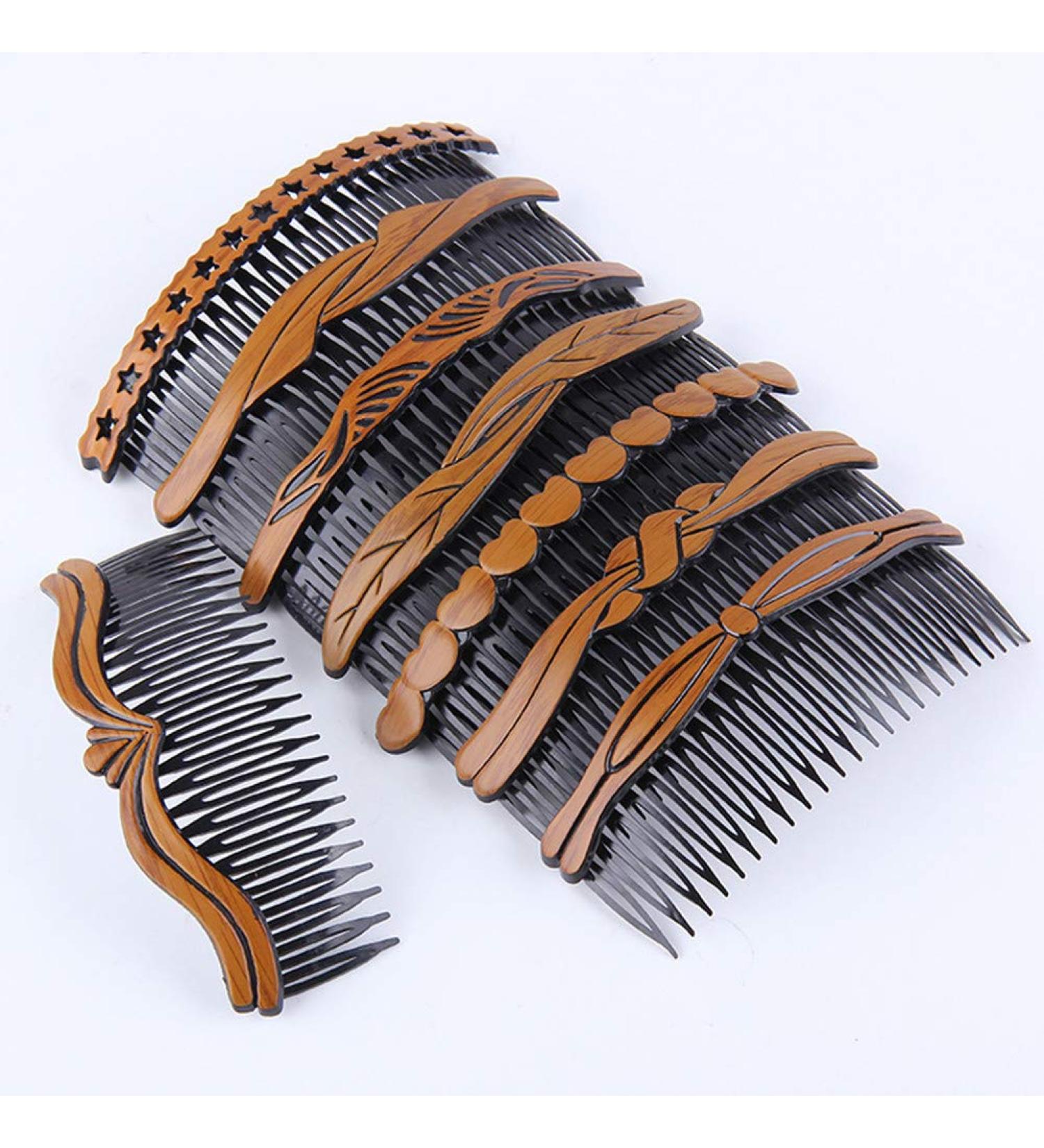 ShungFun Women Hair Side Comb Retro Wooden Hair Comb Pin Clips Hair Fork Pigtail Holders for Hair Styling Accessories - Buy Online on GoSupps.com