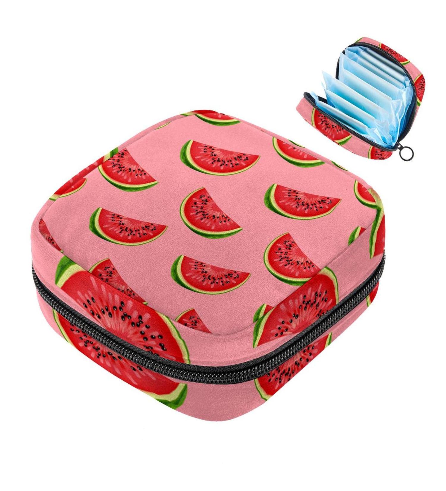 Pink Watermelon Pattern Women s Bands Storage Bag | Large Capacity Menstrual Cup & Makeup Organizer for Travel - Buy Online on GoSupps.com