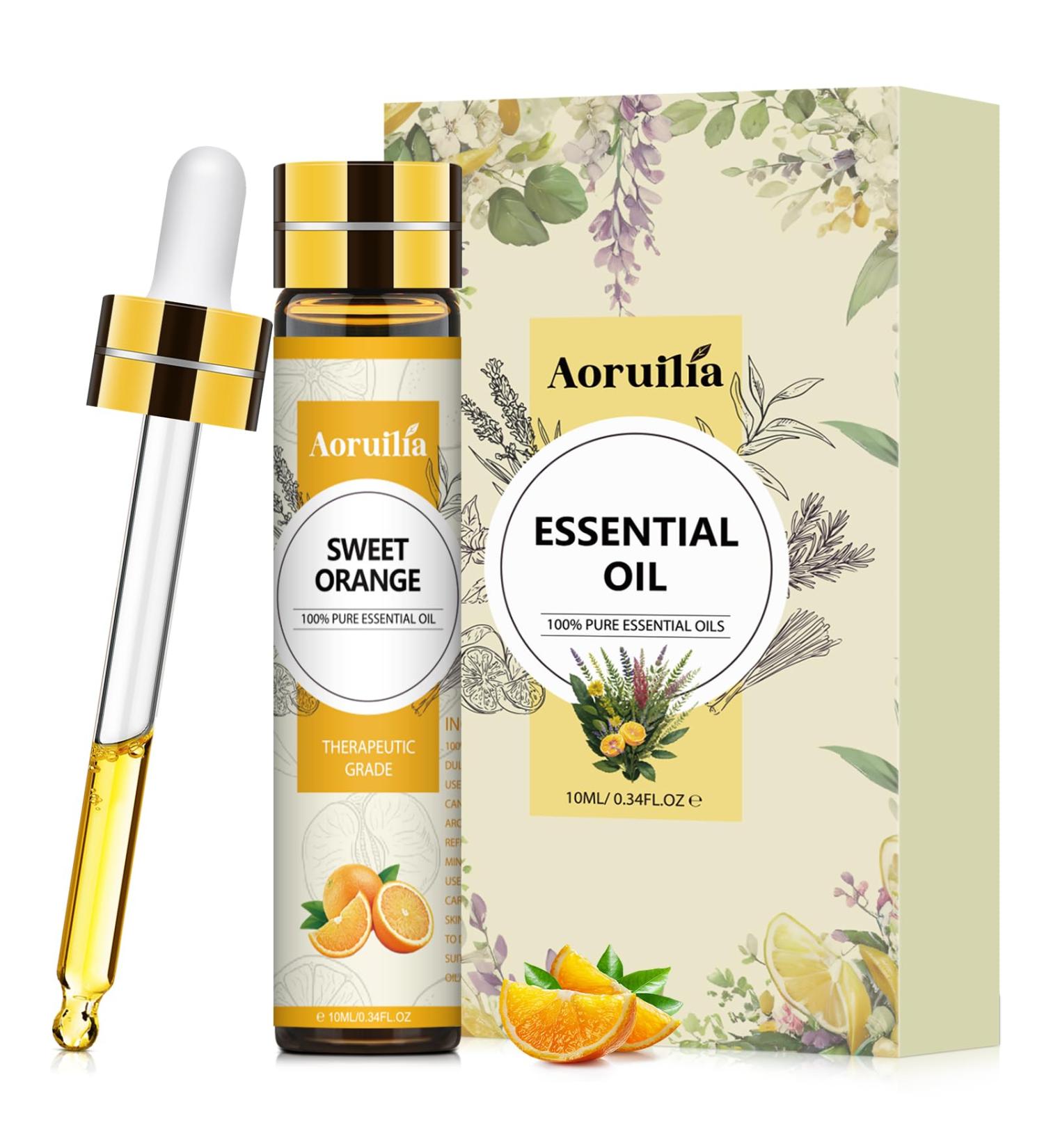 Aoruilia 10ml Sweet Orange Essential Oil - 100% Pure Natural Sweet Orange Oil Aromatherapy Essential Oils for Diffuser for Home Cleaning Perfume Massage Soaps & Candles Making Orange 10 ml (Pack of 1) - Buy Online on GoSupps.com