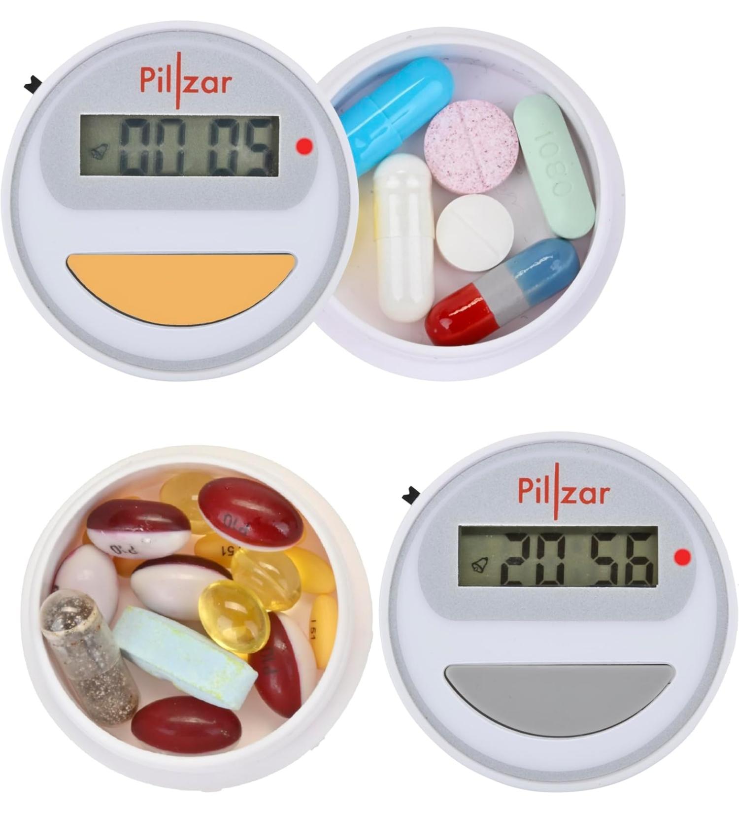Portable Pill Organizer Dispenser with Smart Timer Cap for Medication  Supplements and Vitamins. Perfect for Travel or Home Use. - Buy Online on GoSupps.com