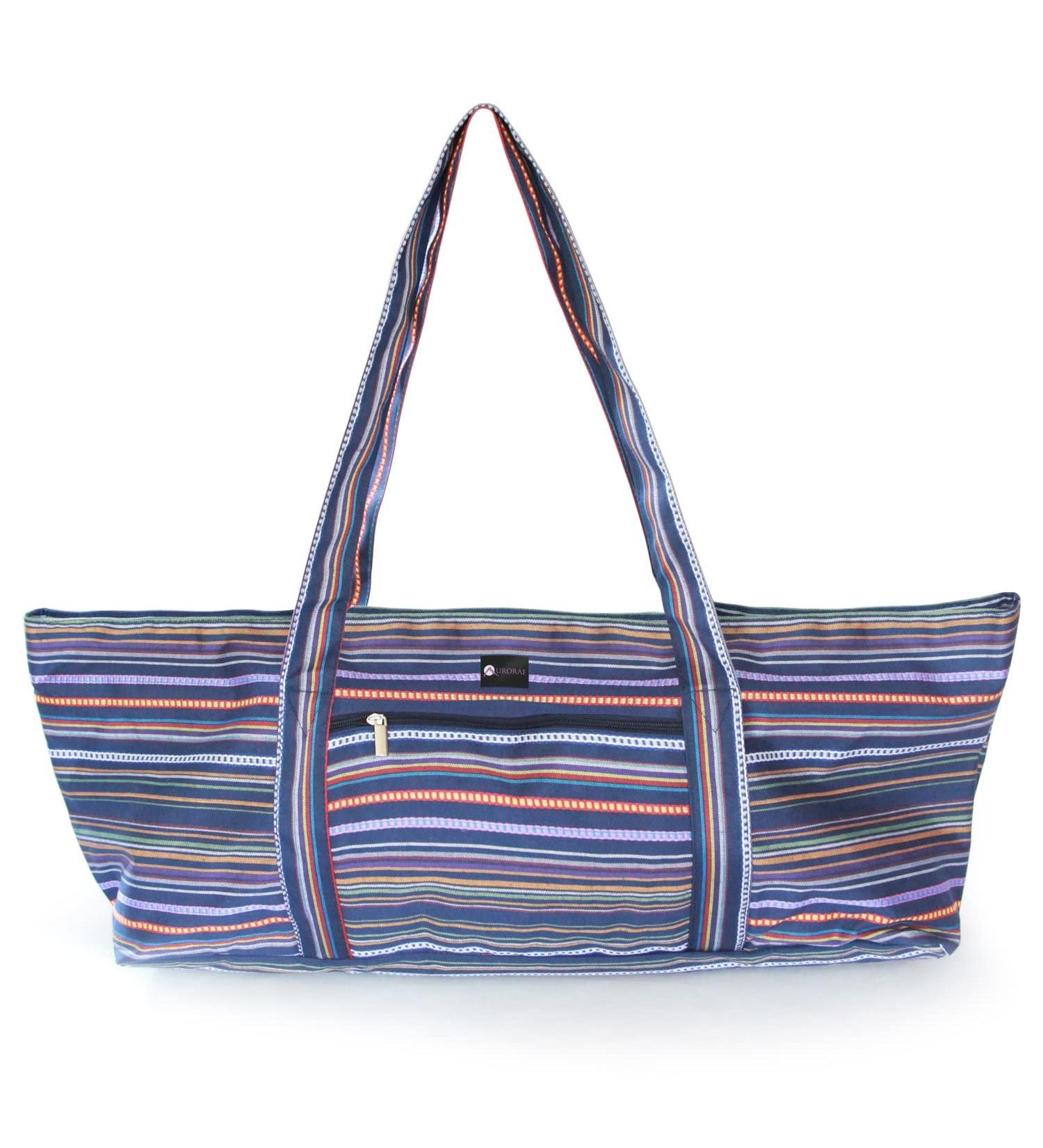 AURORAE Yoga Mat Tote Bag - Extra Wide for Most Yoga Mats & Accessories, Navy Multi - One Size - Buy Online on GoSupps.com