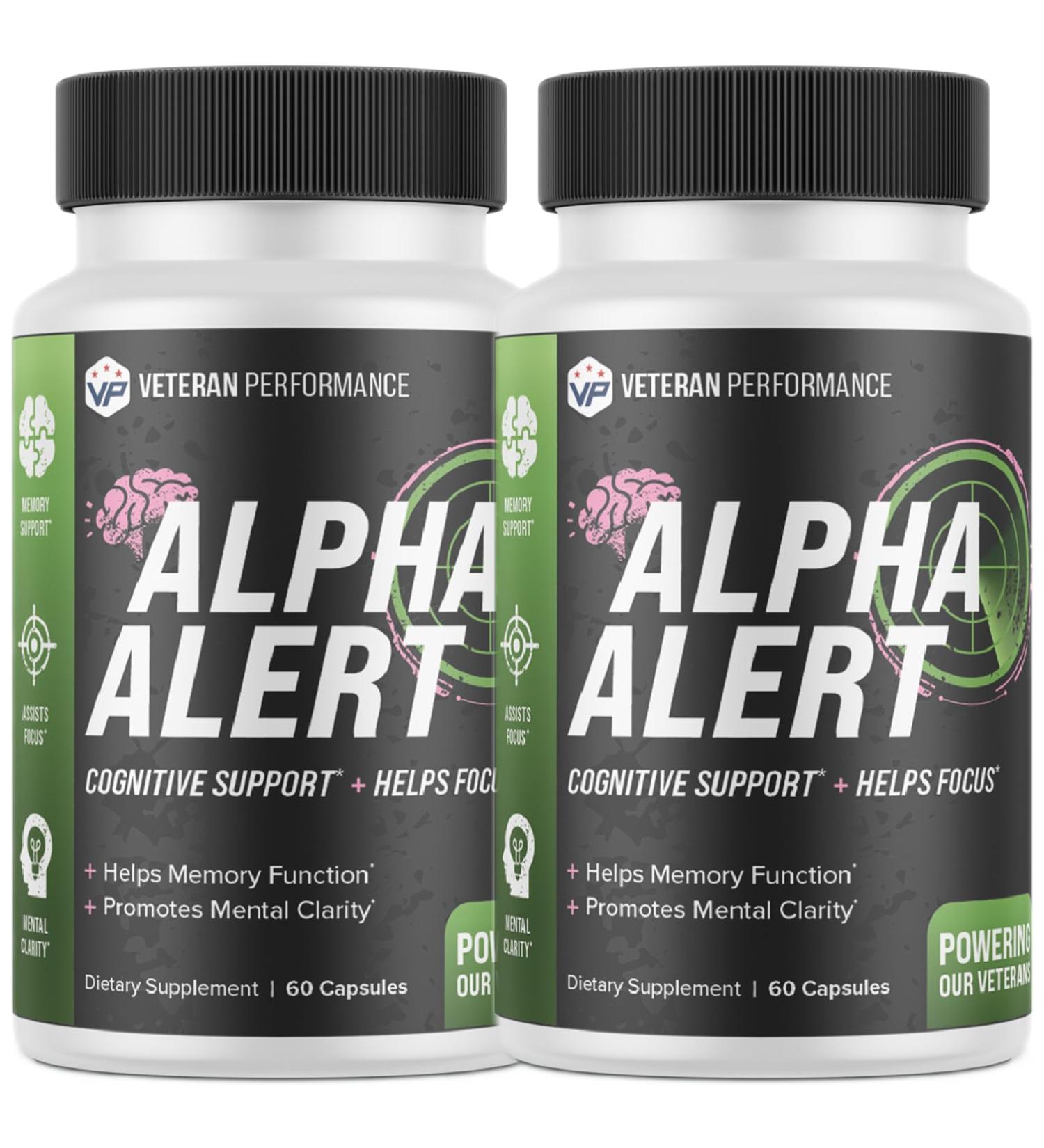 Alpha Alert Brain Supplement for Memory and Focus - Brain Booster Nootropic to Enhance Cognitive Function with DMAE Choline GABA Vitamin B6 (60 Count (Pack of 2)) 30 Count (Pack of 2)