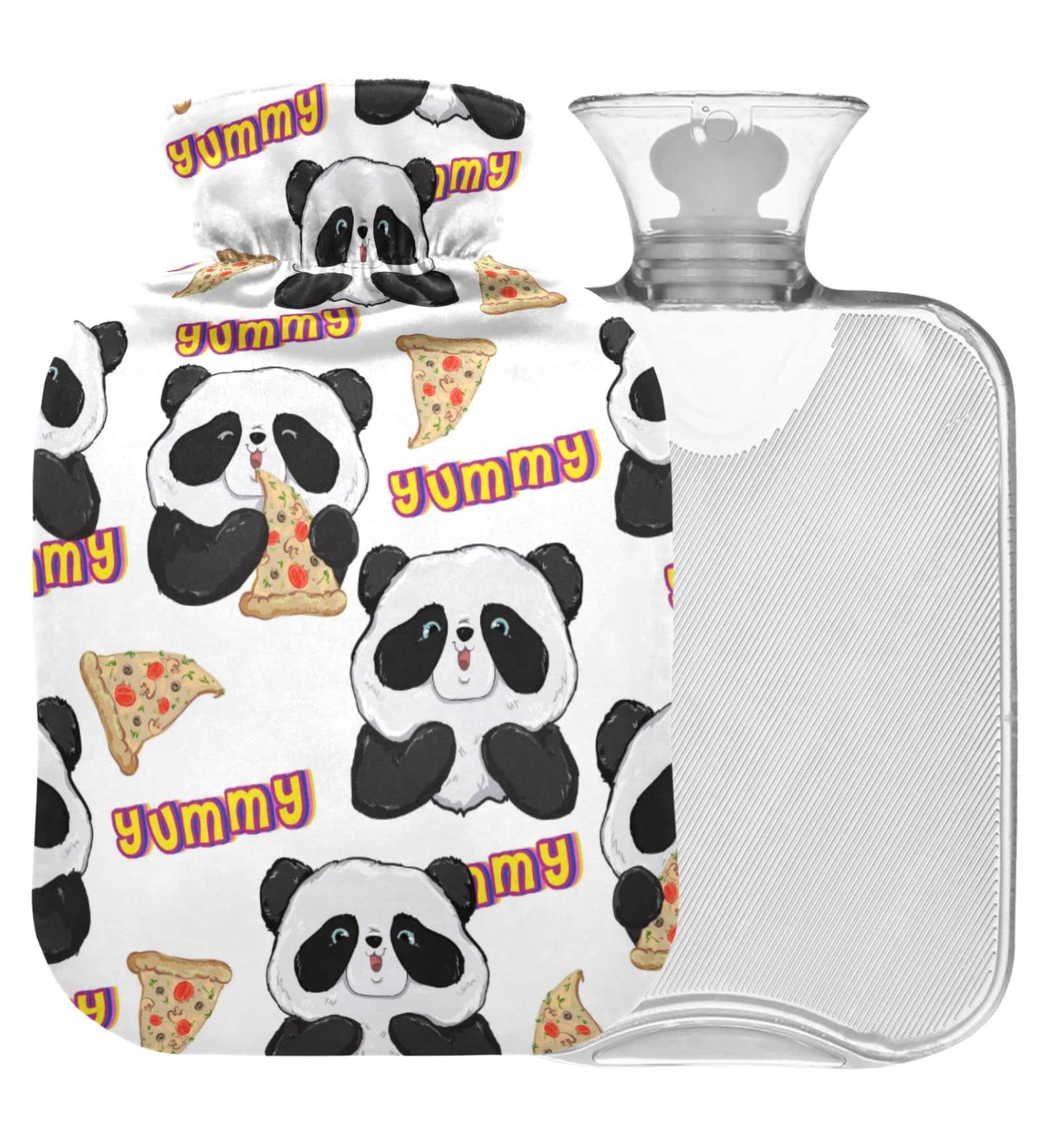 Naanle Pandas Pizza Hot Water Bottle | 2L Large Transparent Heat Therapy for Pain Relief - Ideal for Bed & Foot Comfort - Buy Online on GoSupps.com