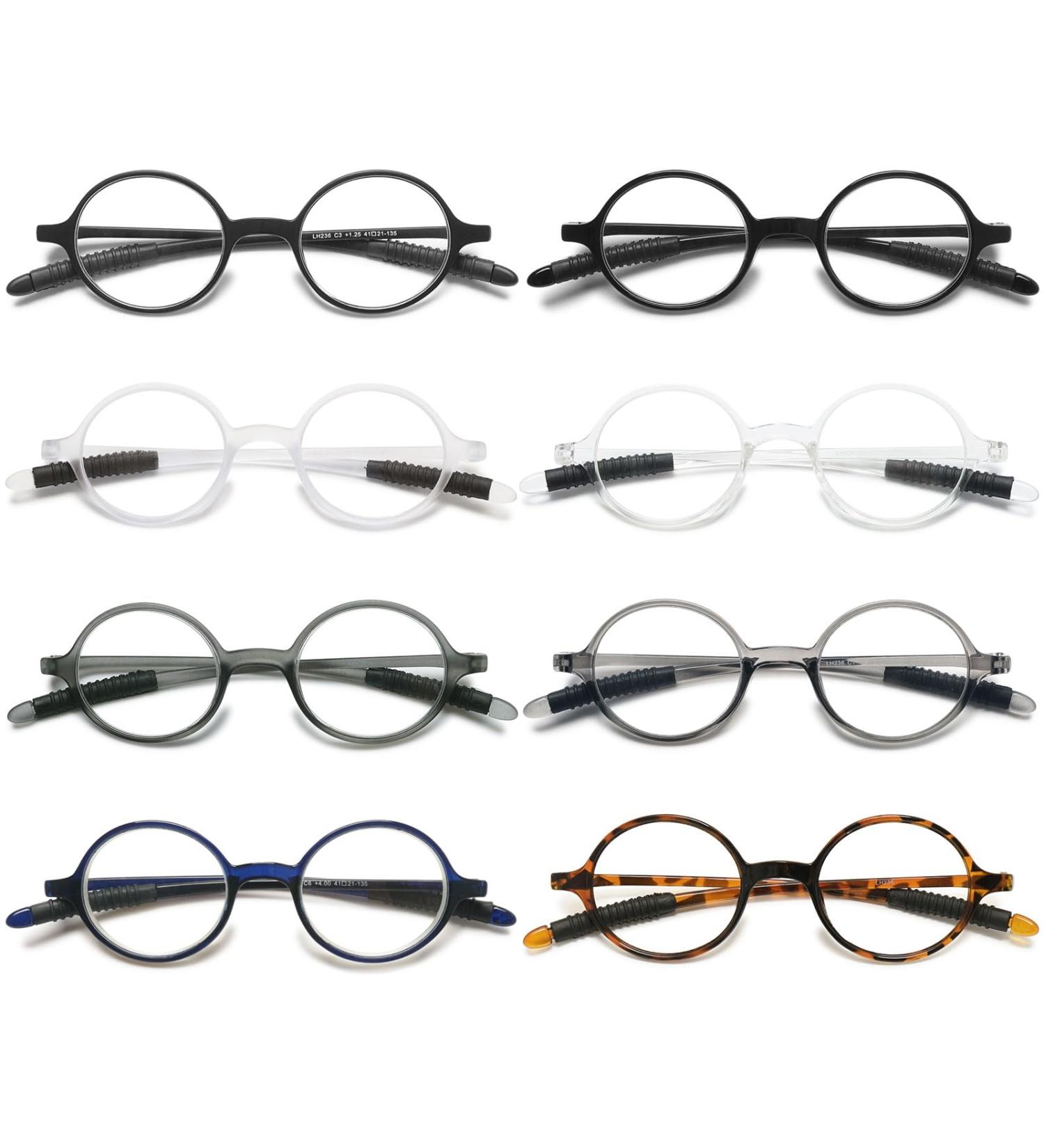 VEVESMUNDO Flexible Round Reading Glasses Set for Men & Women - 8 Pcs 2.0x Bendable Eyeglasses - Buy Online on GoSupps.com