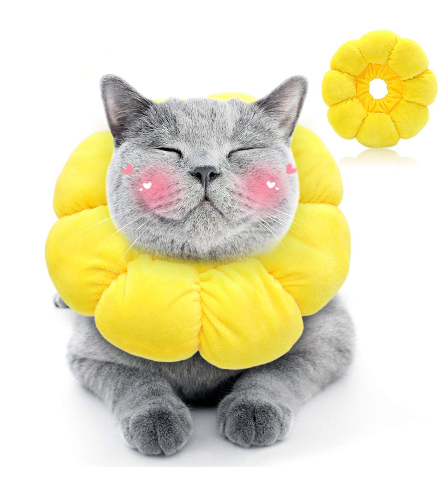 HYLYUN Cute Sun Flower Cat Recovery Collar - Adjustable E-Collar for Surgery Recovery - Buy Online on GoSupps.com