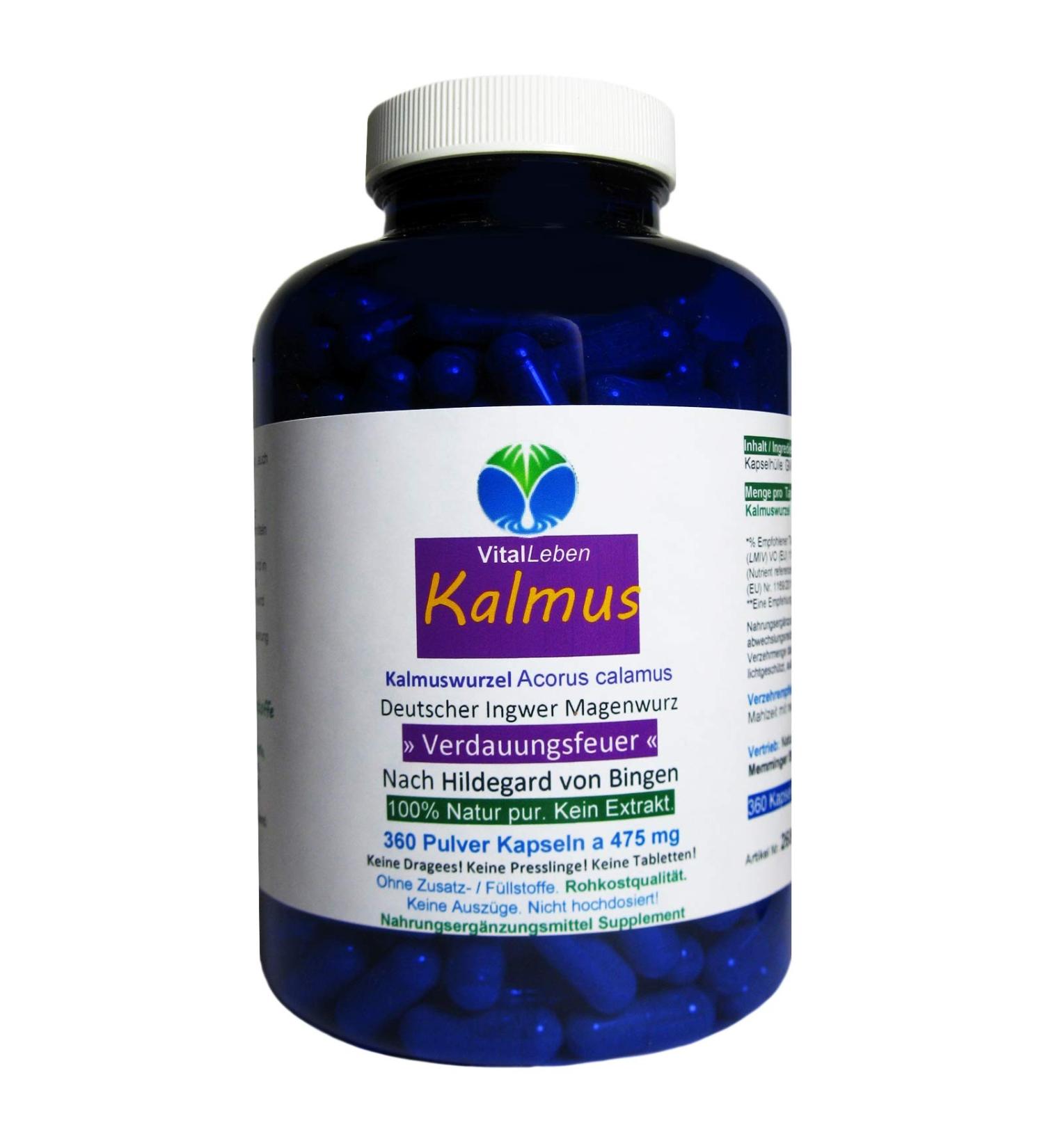 Kalmus Root Capsules - Natural Digestive Aid & Aperitif | Ayurveda & Hildegard von Bingen | 360 Pure Powder Capsules - Buy Online on GoSupps.com