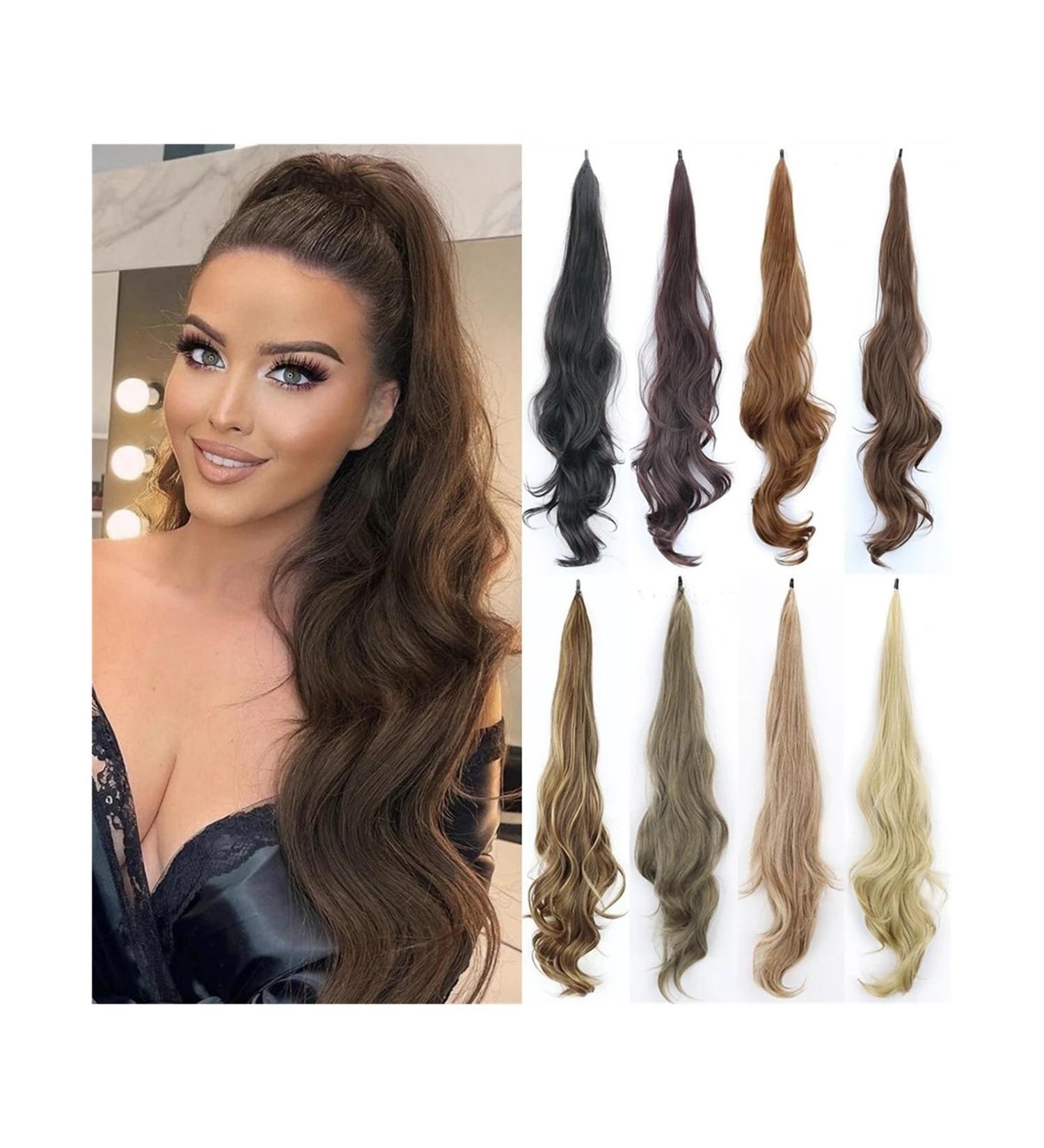 Ponytail Extensions 30inch Long Wavy Ponytail Extainson Flexible Wrap Around Ponytail Hair Extension Wavy Curly Layered Fake Ponytail Synthetic Hair Pieces for Women for Women (Color : T8-25 Size : 30inches T8-25 - Buy Online on GoSupps.com