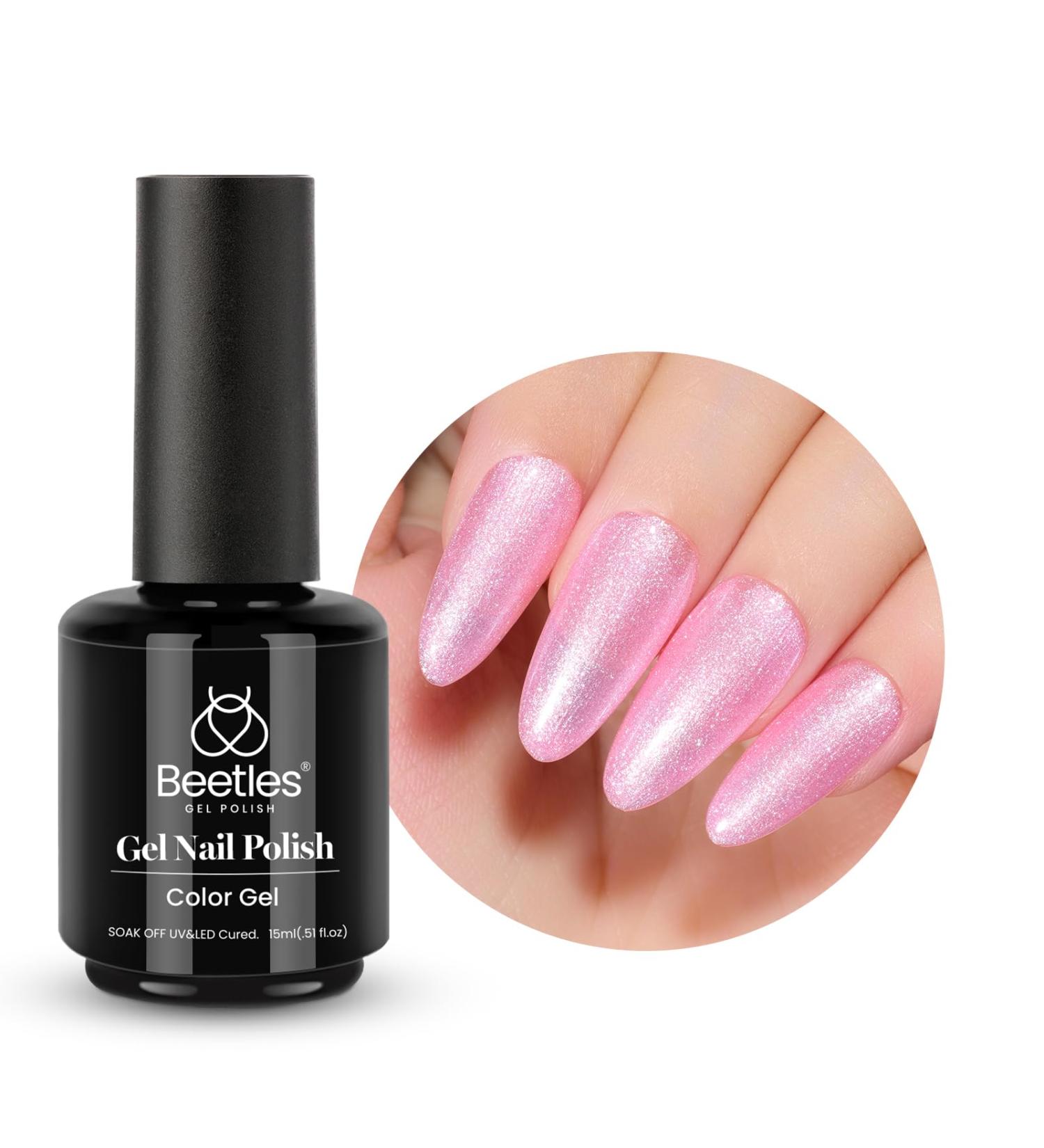 Beetles Gel Polish - Mermaid Pink Pearl 15mL | Fine Sparkle Pink | UV/LED Soak Off Gel Manicure DIY Nail Art - 1 Pc - Buy Online on GoSupps.com