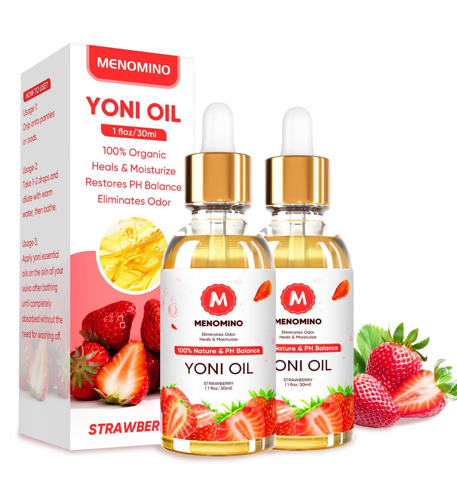 2 Pack Organic Strawberry Yoni Oil for Women - Natural Feminine Deodorant pH Balance & Moisturizer 100% Essential Oil - Odor Eliminator 1 fl oz Each - Buy Online on GoSupps.com