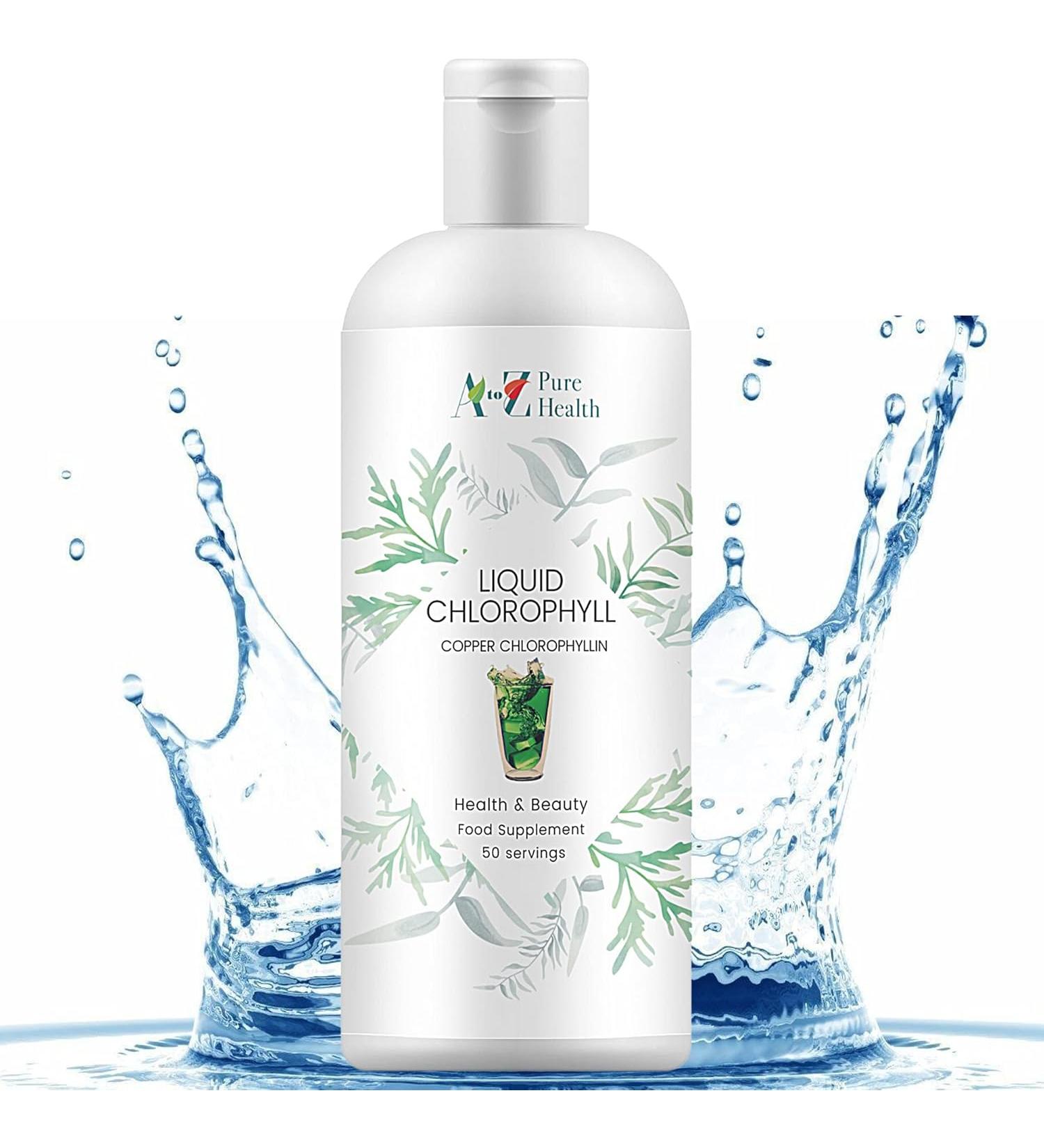 A to Z Pure Health Liquid Chlorophyll Drops Daily Health & Beauty Detox Supplement Skin Health Anti-Inflammatory & Healing Properties 50 Servings - Mint - Buy Online on GoSupps.com