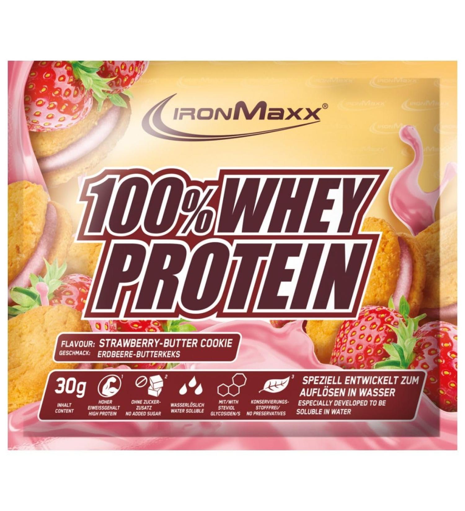 Ironmaxx 100% whey protein powder - Strawberry butter cookie 30g bag |Suck -reduced water -soluble protein powder from whey protein |many different flavors