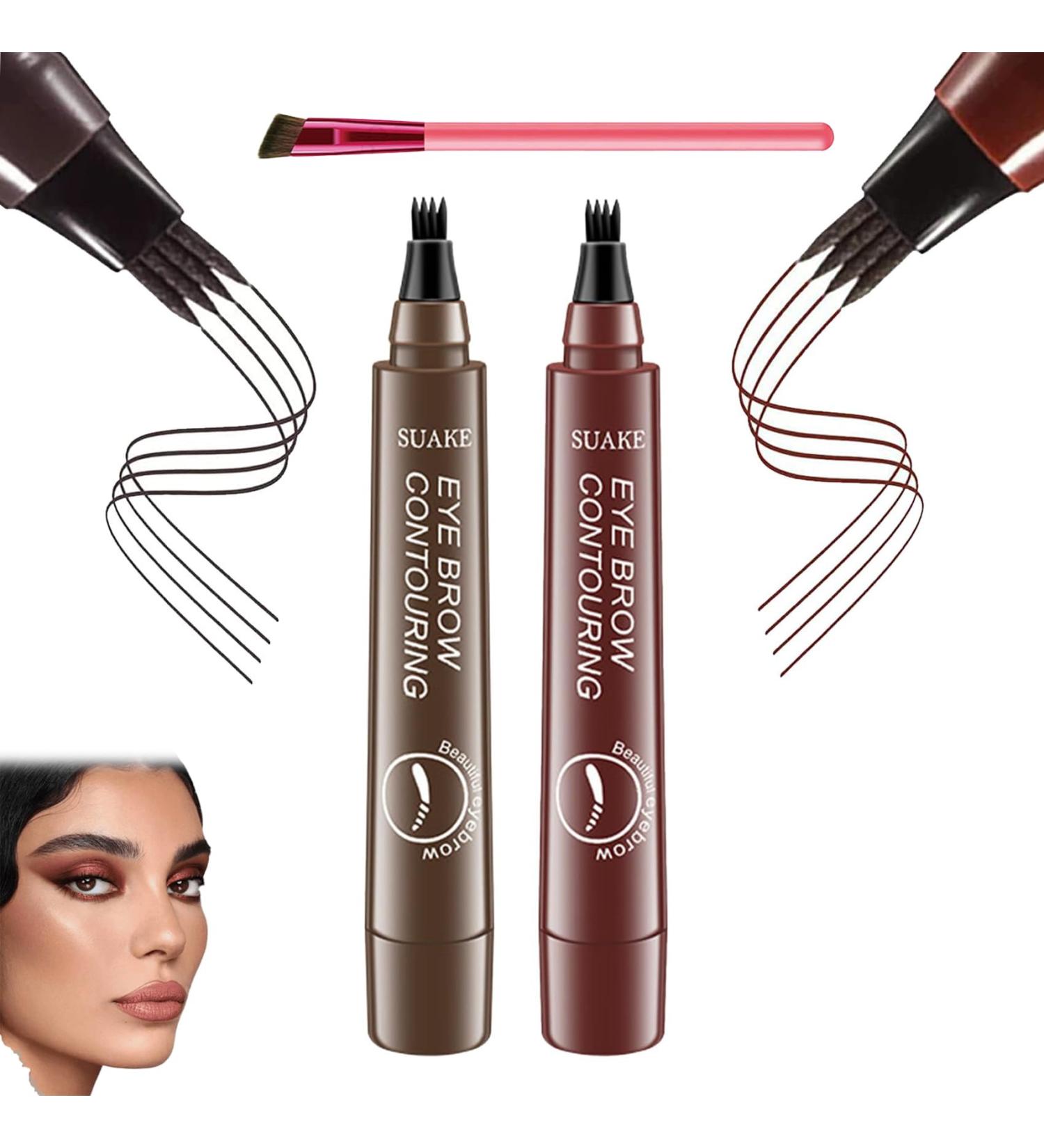 Suake Eyebrow Contouring Pen ChordBeaux 4 Tipped Precision Brow Pen Waterproof Sweat-proof and Non-smudging Four-pronged Eyebrow Pencil (Dark brow & Red brown) - Buy Online on GoSupps.com