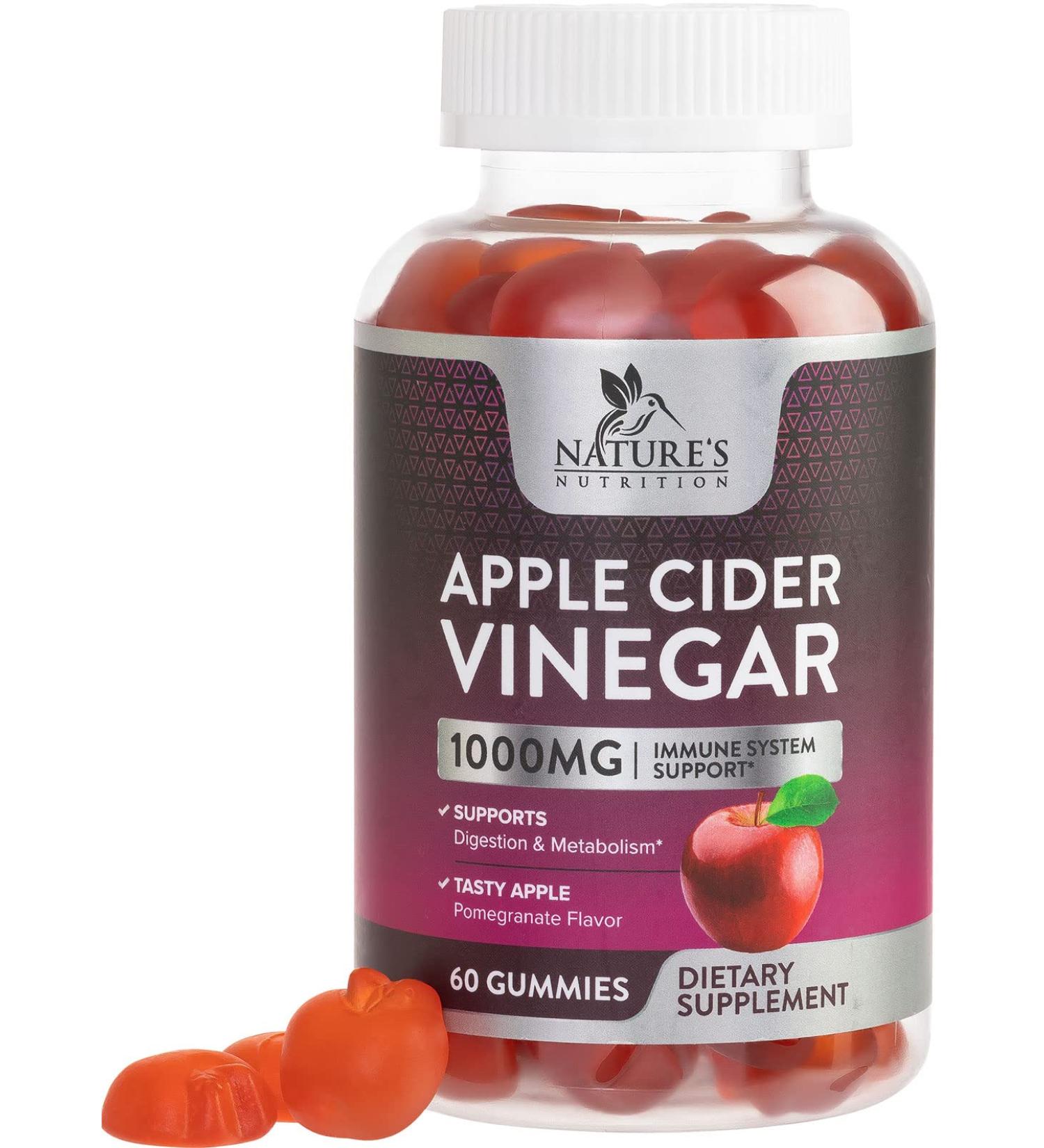 Apple Cider Vinegar Gummy Vitamins 1000mg Vegan Detox & Cleanse with Beet Root, B12 & Natural Apple Flavor 60 Gelatin-Free Gummies - Buy Online on GoSupps.com