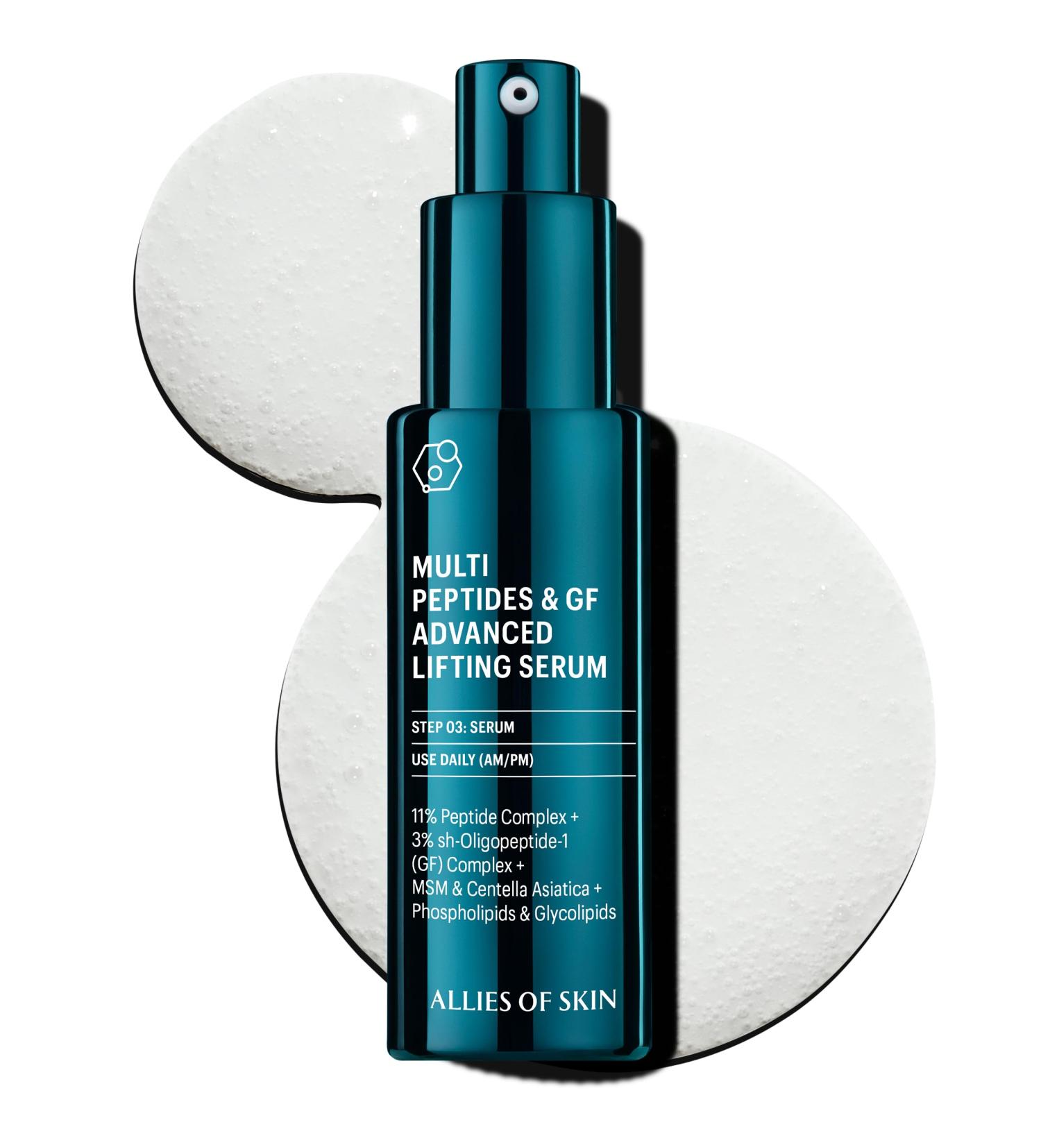 Allies of Skin Multi Peptides & GF Advanced Lifting Serum | 3% sh-Oligopeptide-1 | 9% Lifting Peptide Complex | 30ml - Shop Now for Youthful Skin - Buy Online on GoSupps.com