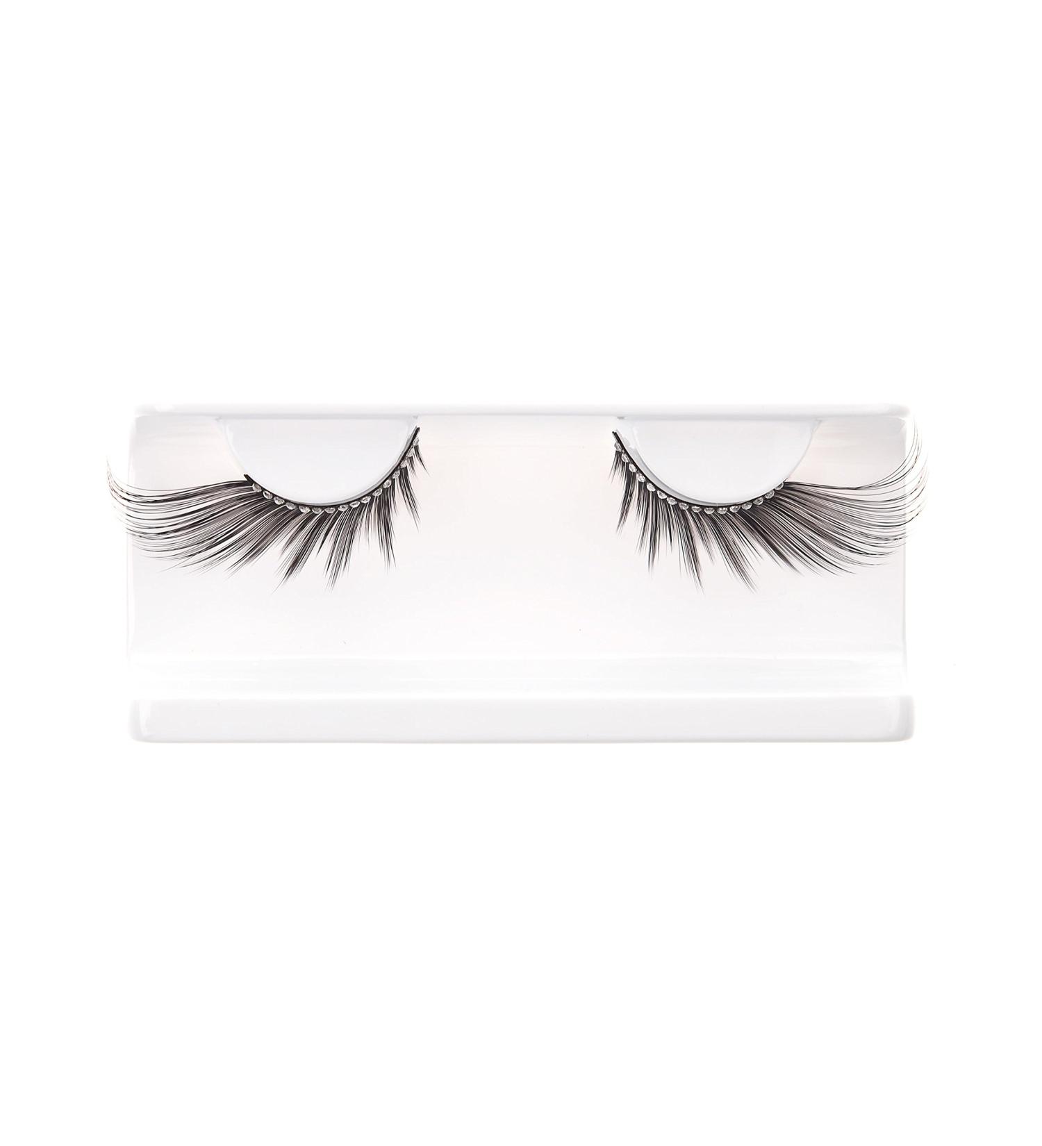 Eulenspiegel 000878 - Eyelashes black long with rhinestone band 1 ml special eyelash glue instructions