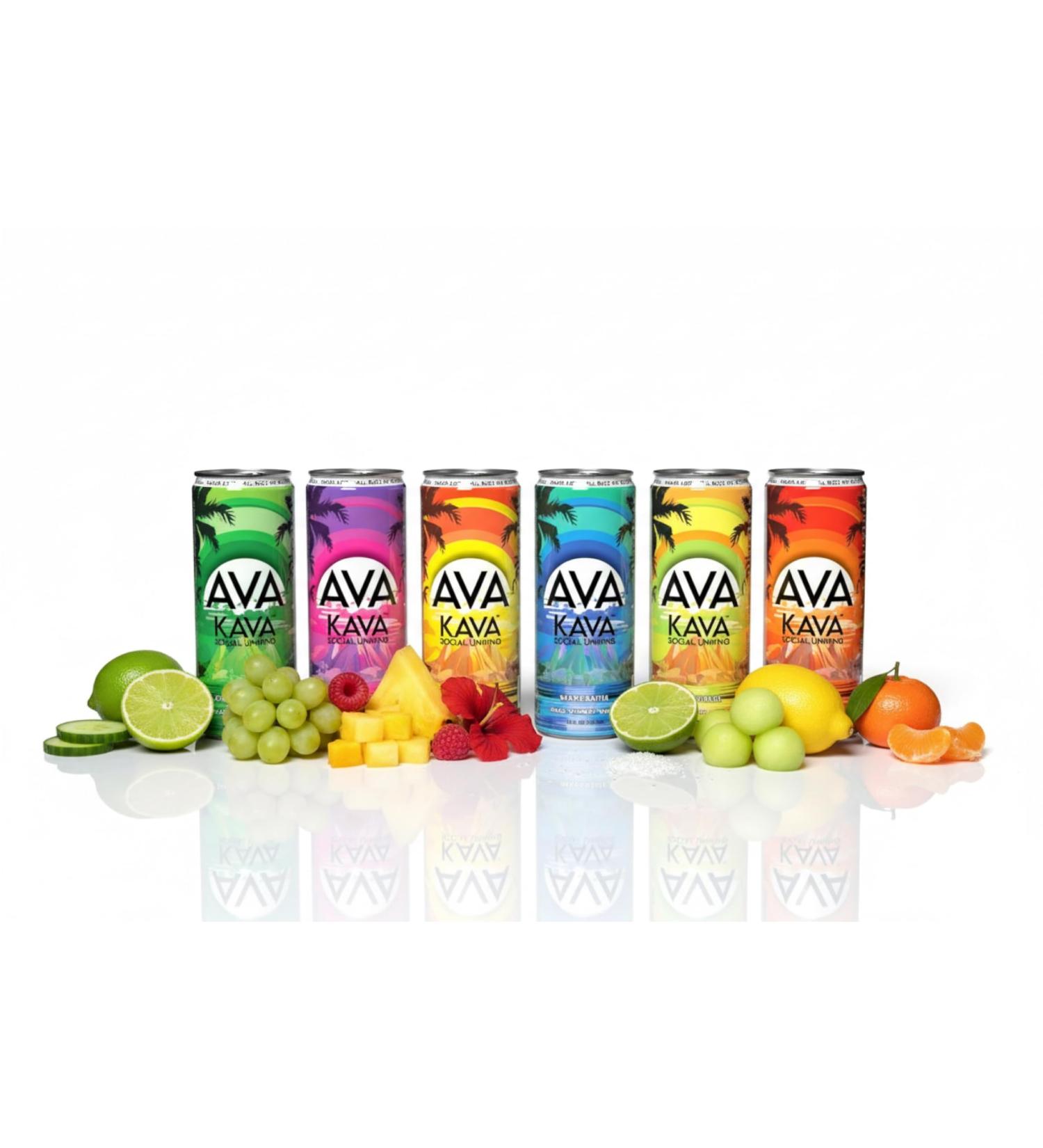 AVA Kava | Alcohol-Free Relaxation Drink | Variety Pack | Fast Acting Nano Kava Zero Sugar Alcohols Vegan Plant Based No Preservatives Natural Flavors Non GMO Gluten Free | 12oz Cans (6-Pack) Variety Pack 6 Pa