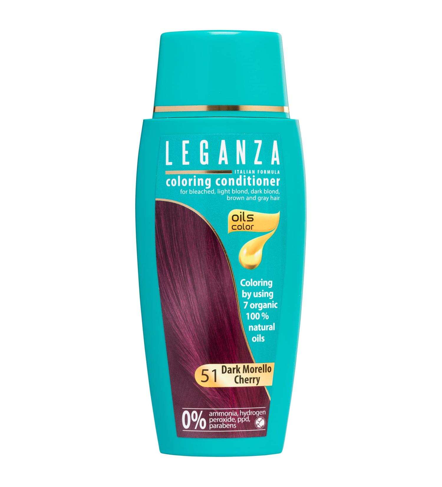Leganza Dark Morello Cherry N 51 Hair Coloring Conditioner 150ml - Ammonia, PPD, and Paraben Free | Enriched with 7 Natural Oils - Buy Online on GoSupps.com