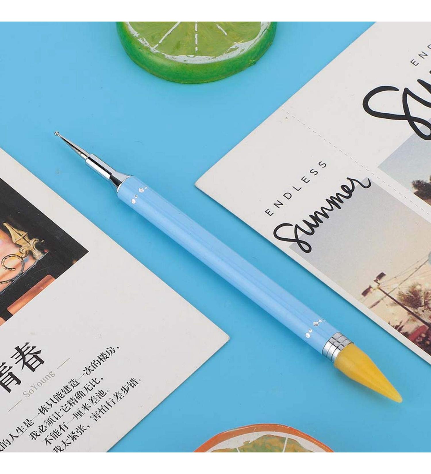 Dual Ended Nail Dotting Wax Pencil - Manicure Art Tool for DIY Decoration | Nail Art Dotting Pen & Tweezers - Perfect for Hair Removal - Buy Online on GoSupps.com
