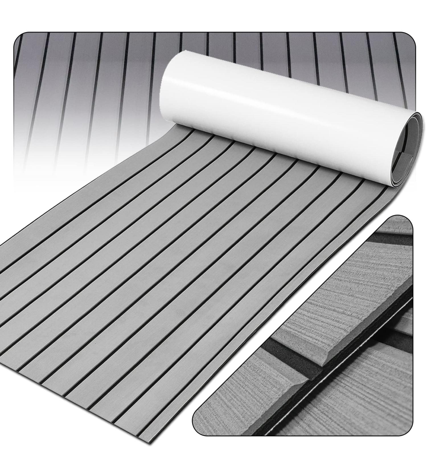 Boat Flooring EVA Foam Decking Sheet | Non-Slip Faux Teak Mat for Boat Yacht Marine | Self-Adhesive Pad | Light Gray | 94.5''x35.4 - Buy Online on GoSupps.com