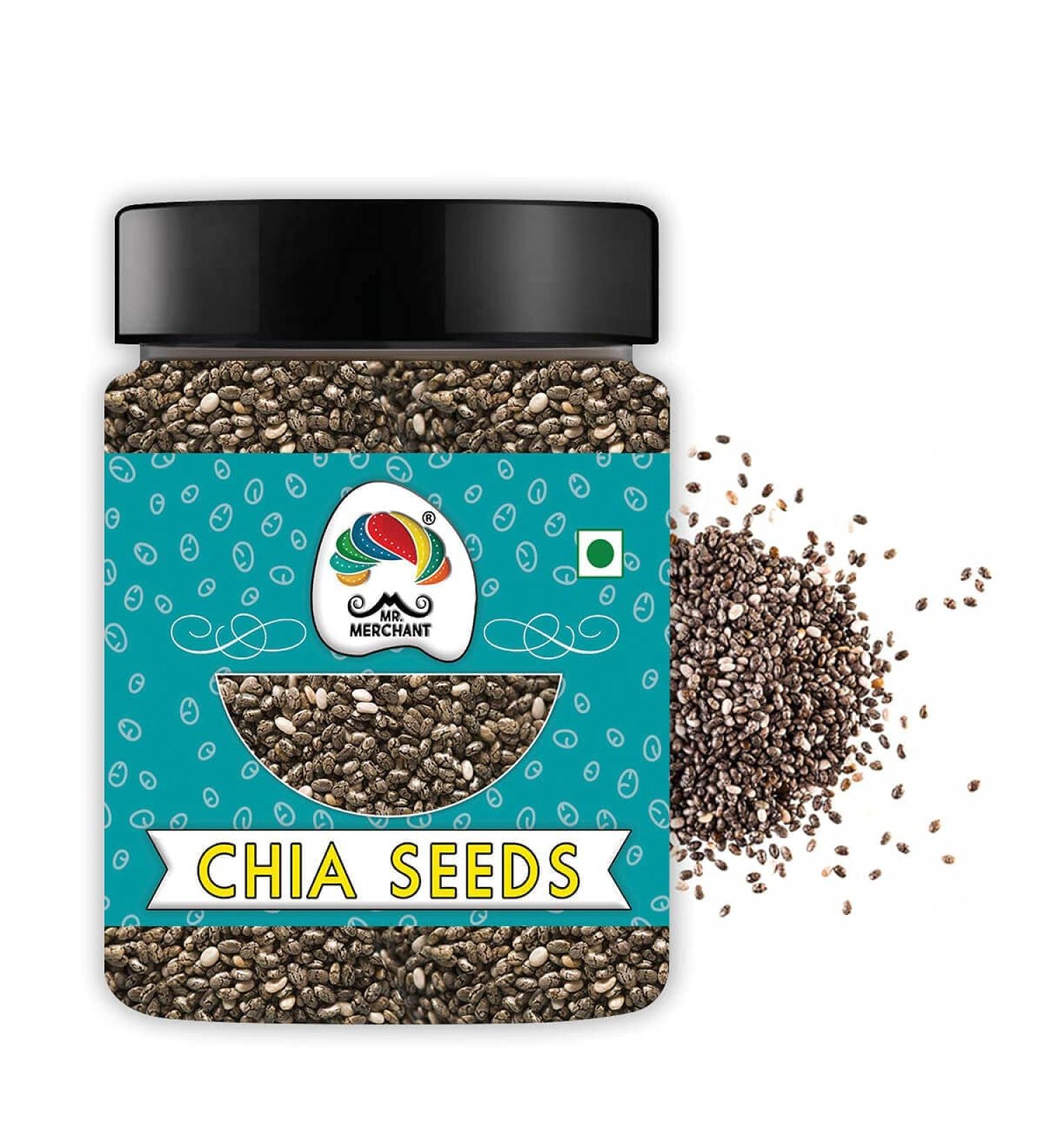 Mr. Merchant Roasted Chia Seeds with Omega 3 and Fiber for Weight Loss - 200 Gram_Packing May Vary